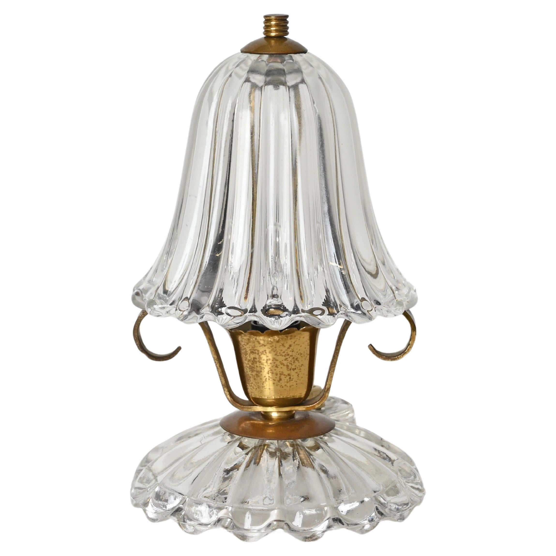 Barovier Murano Glass and Brass "Bell" Table Lamp, Italy, 1940s