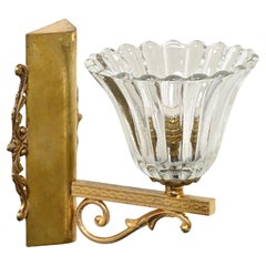 Barovier Murano Glass and Brass Flower Sconces, Italy 1950s
