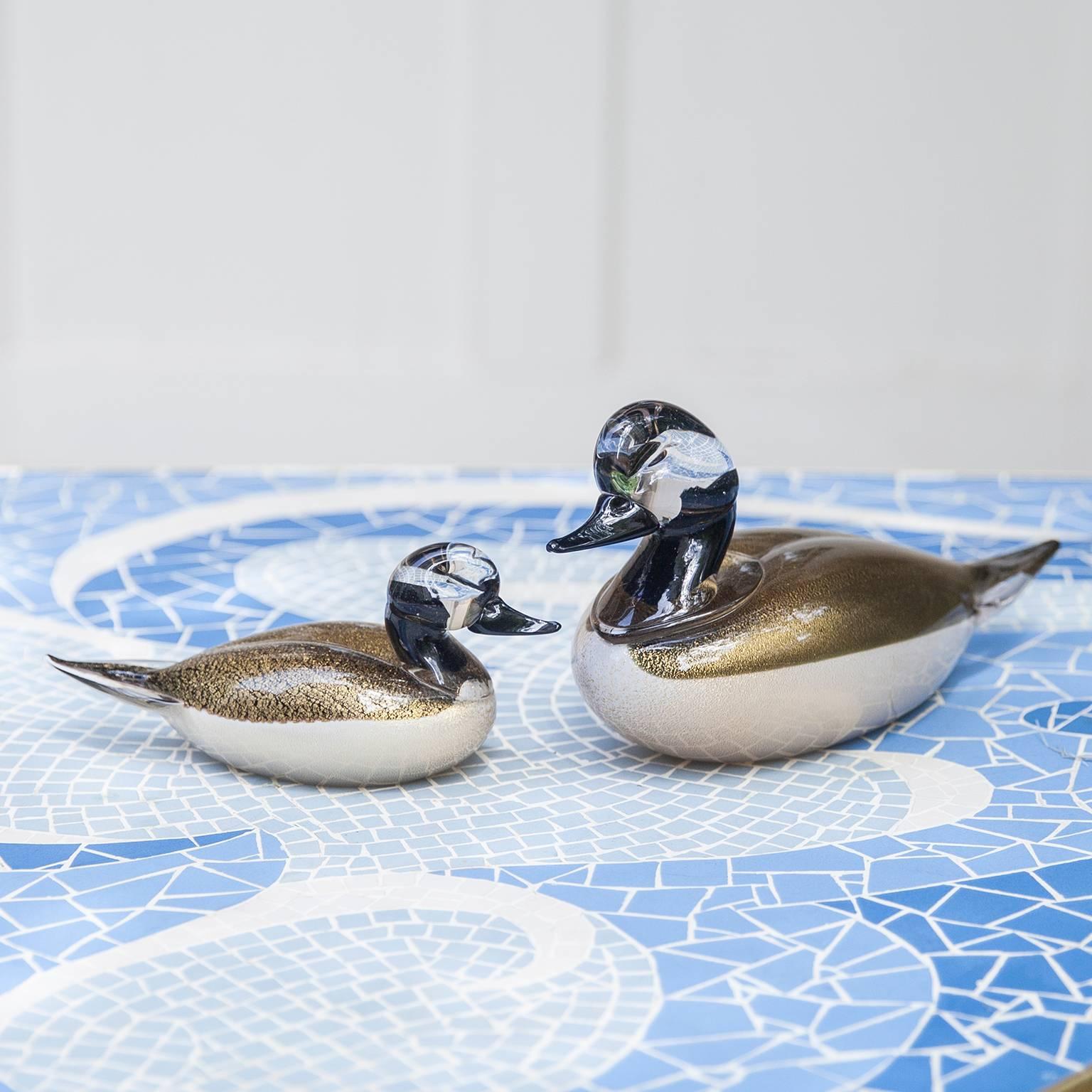 Two beautiful Murano glass ducks signed by Barovier & Toso, Italy 1970s.
Measures: 12 H x 25 B x 9 D cm.