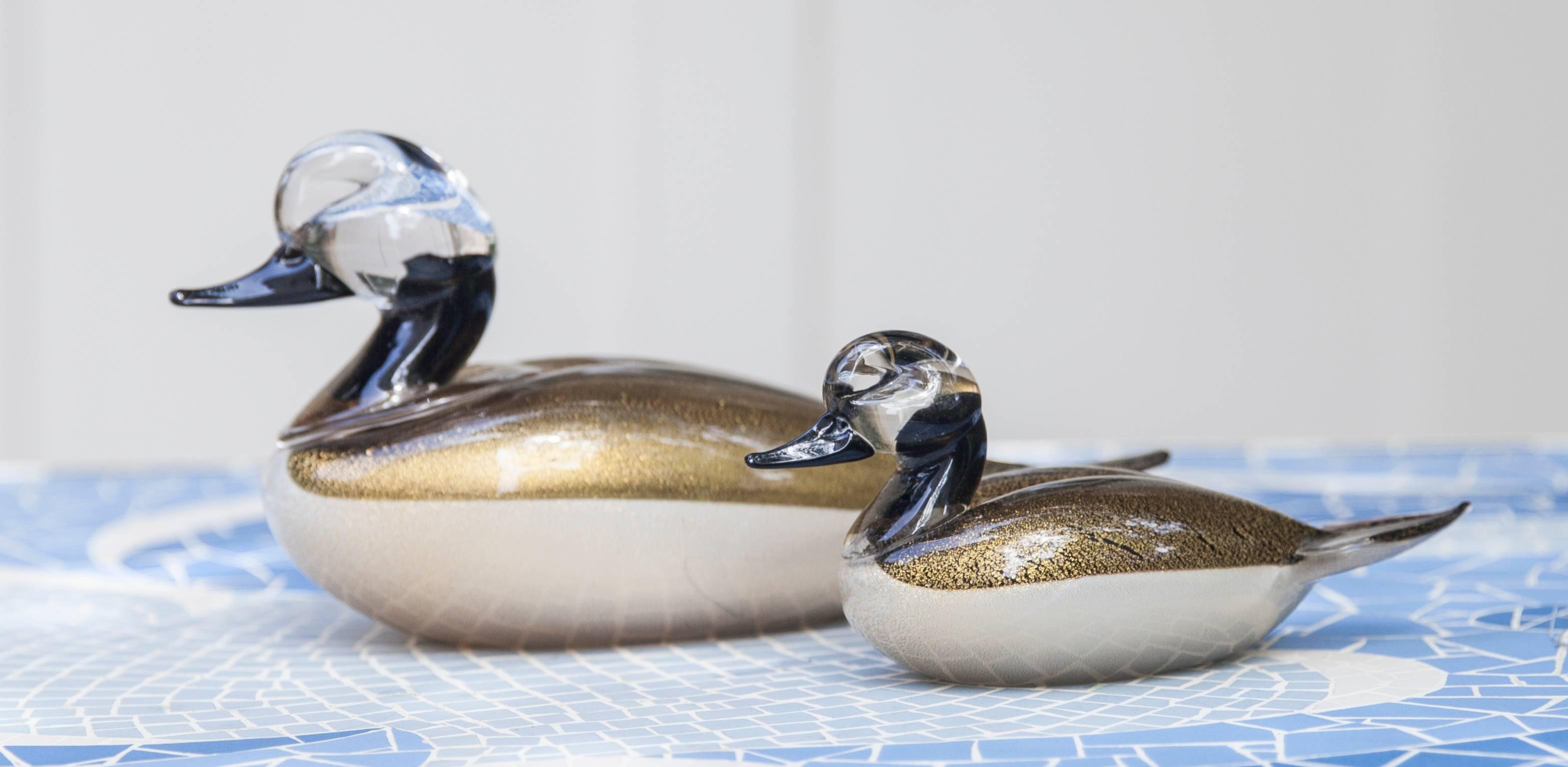 Mid-Century Modern Barovier Murano Glass Ducks, Italy, 1970s