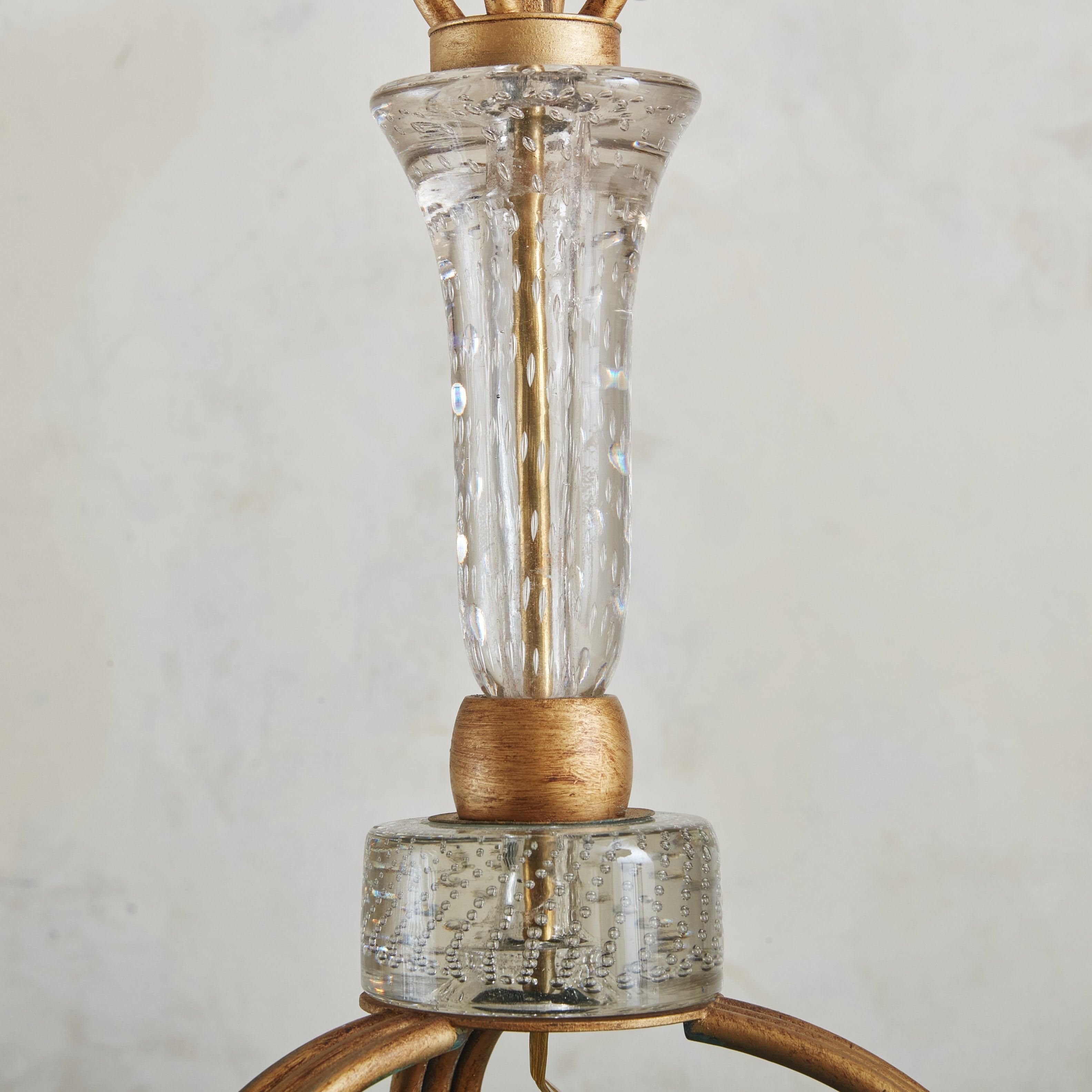 Lampe de table en verre de Murano et métal doré, Barovier, années 1950 Excellent état - En vente à Chicago, IL