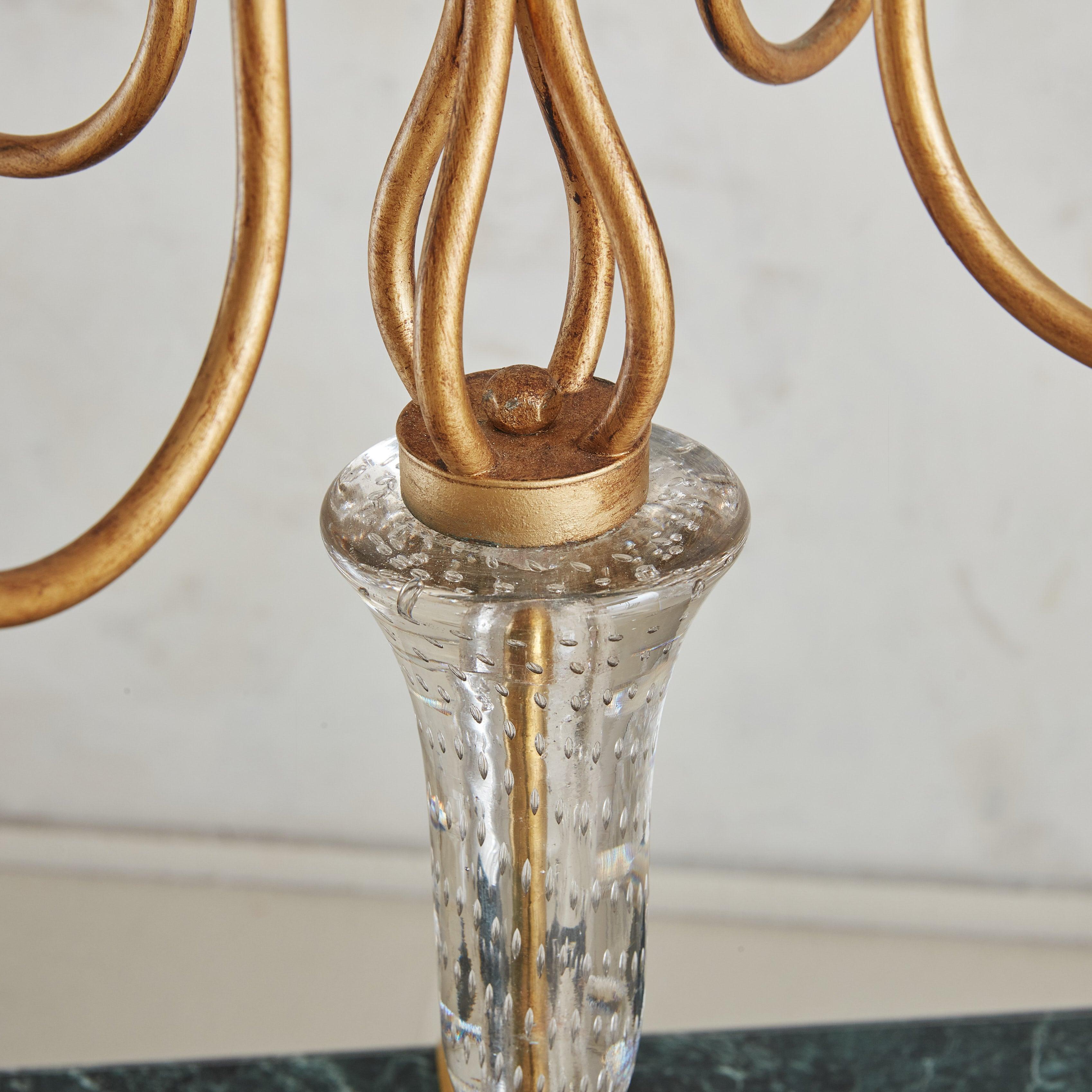 Lampe de table en verre de Murano et métal doré, Barovier, années 1950 en vente 1