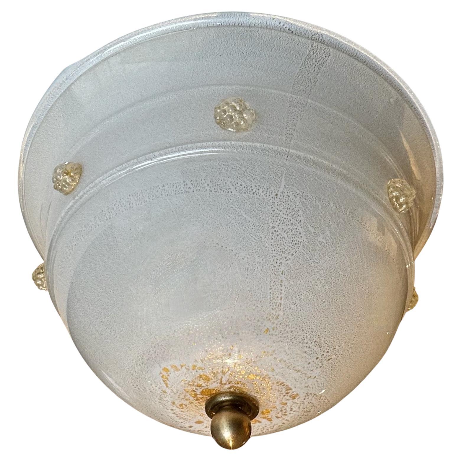 Barovier Murano Glass Gold Infused Flush Mount Ceiling Light
