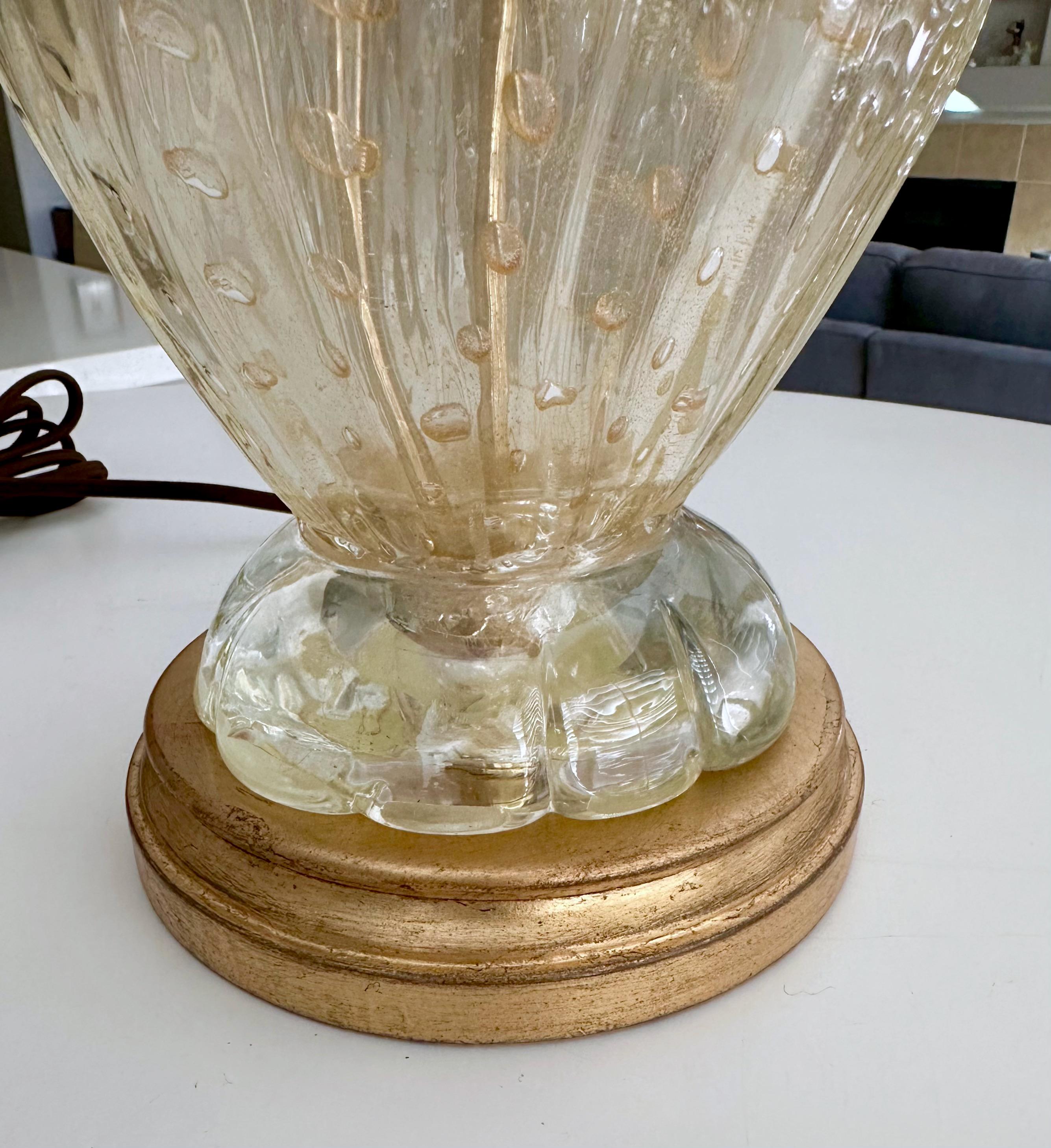 Barovier Murano Gold & Bubbles Table Lamp For Sale 4