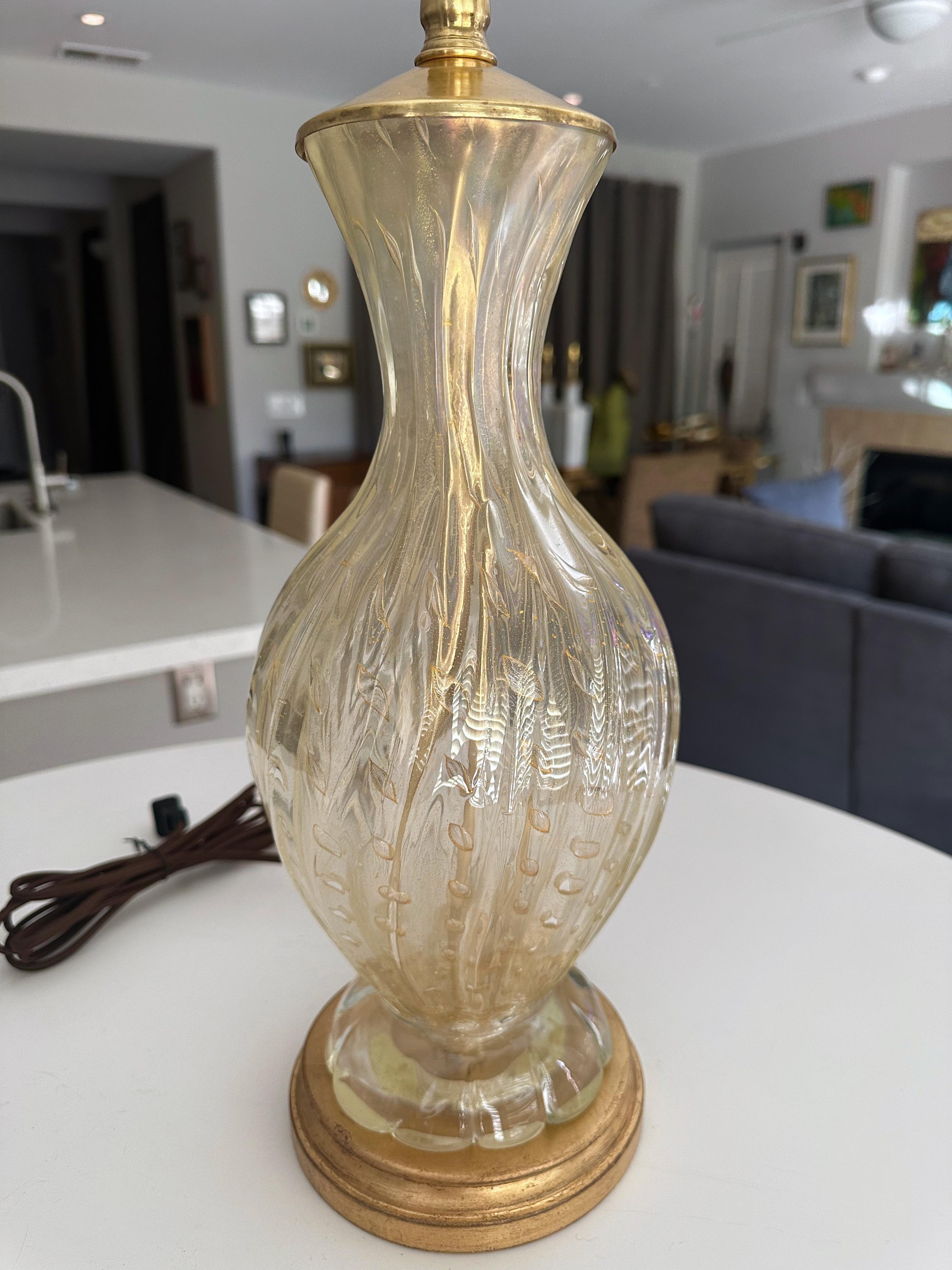 Barovier Murano Gold & Bubbles Table Lamp For Sale 5