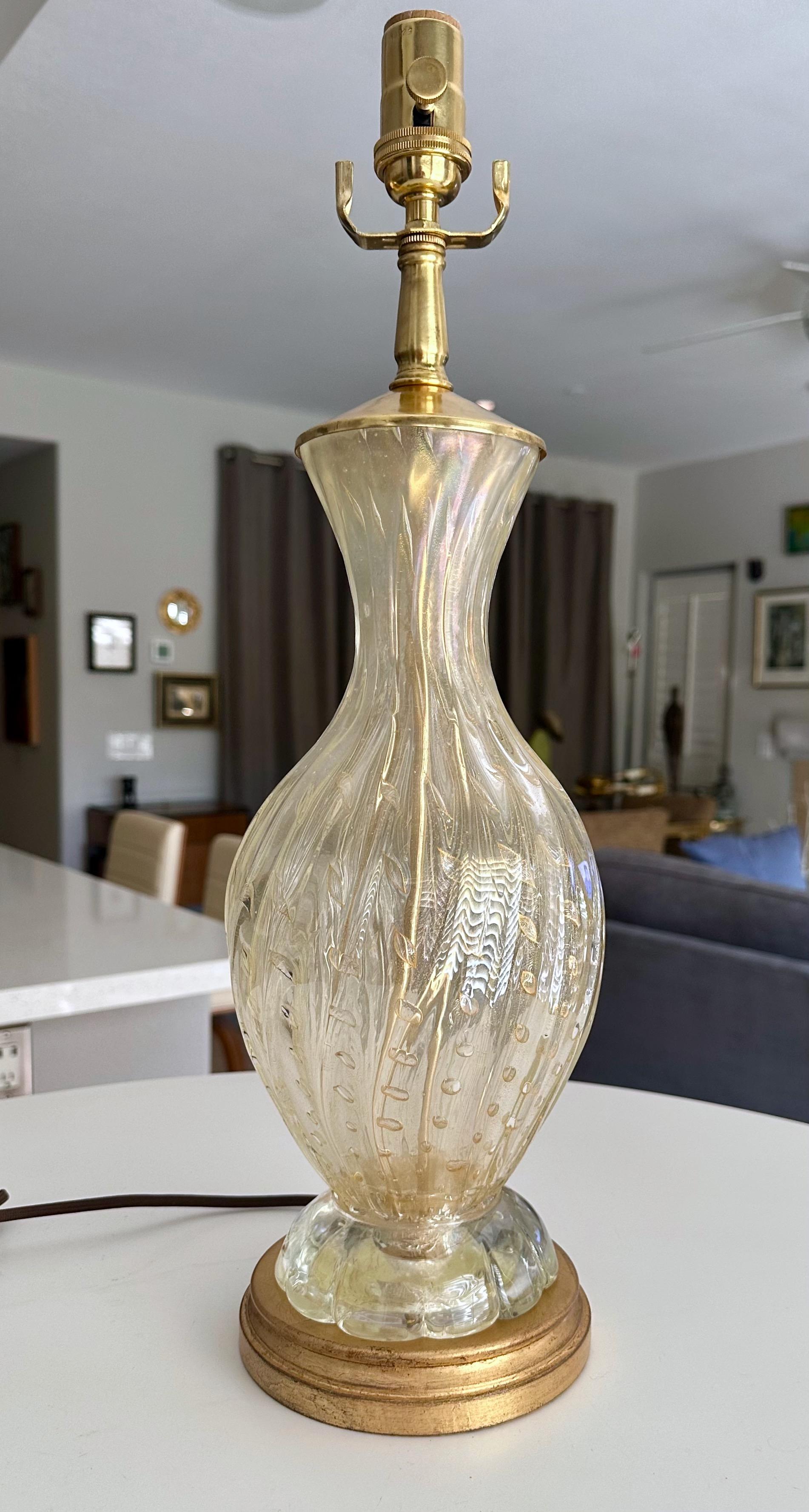 Barovier Murano Gold & Bubbles Table Lamp For Sale 12