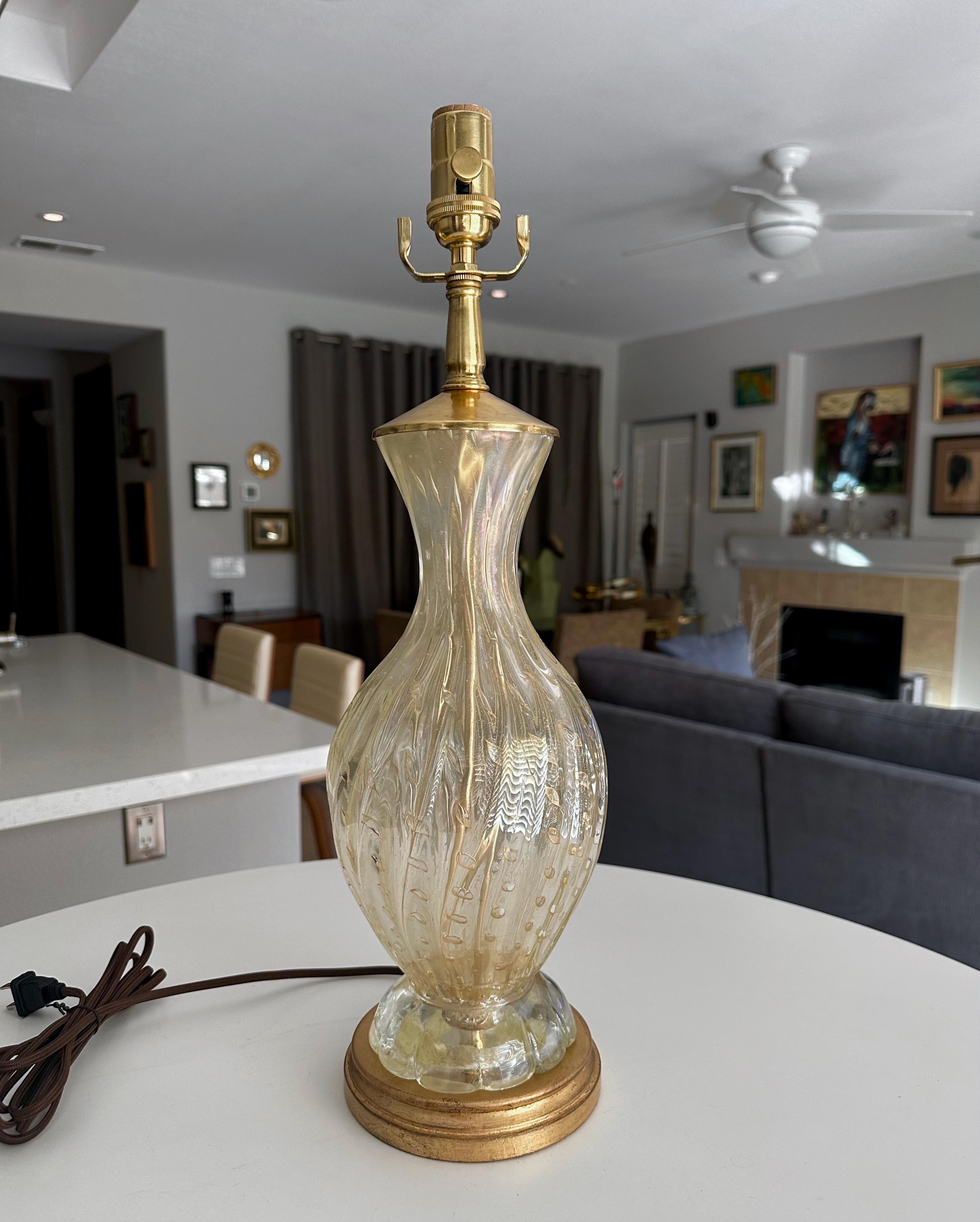Barovier Murano Gold & Bubbles Table Lamp For Sale 13