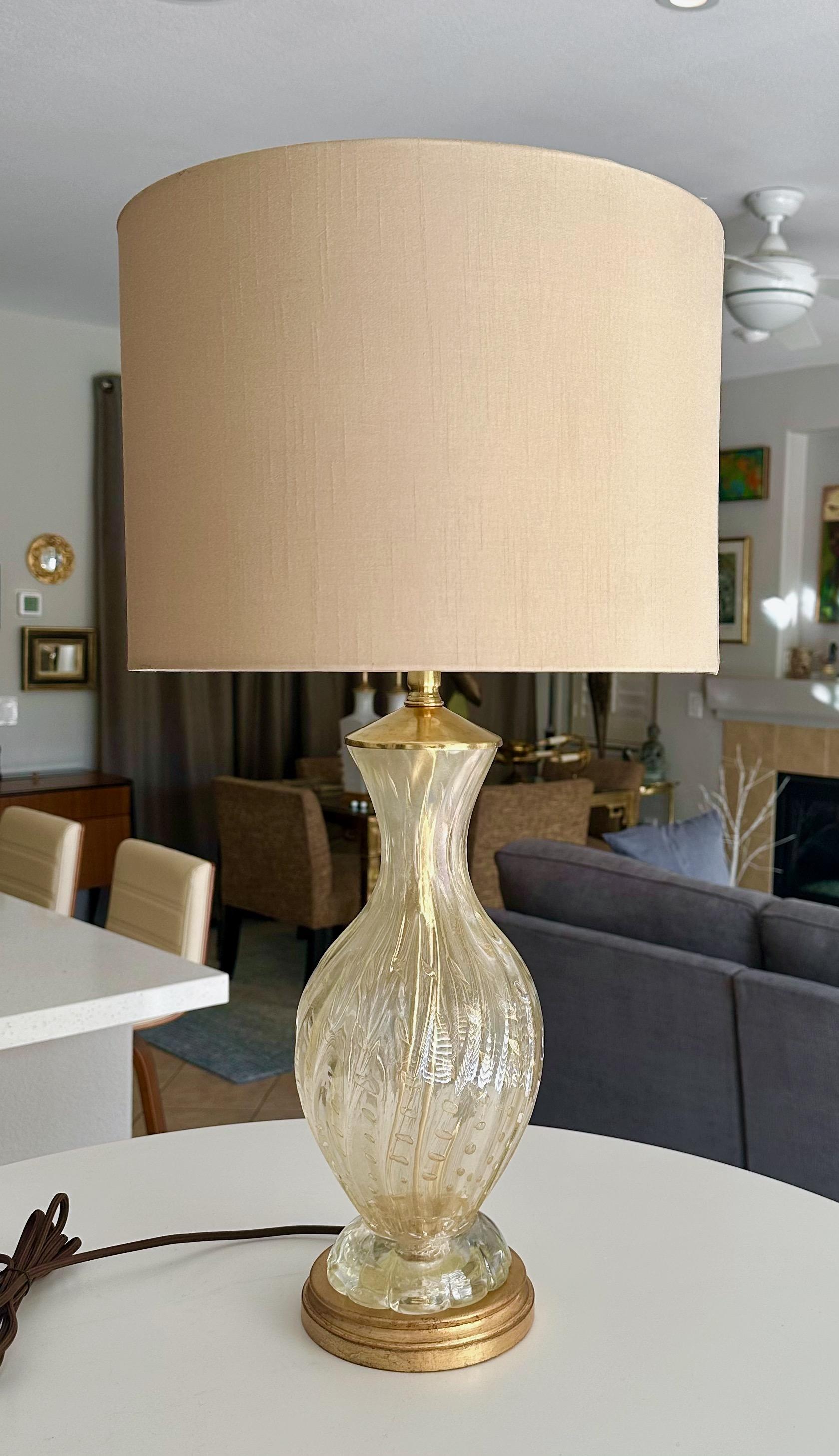 Barovier Murano Gold & Bubbles Table Lamp For Sale 14