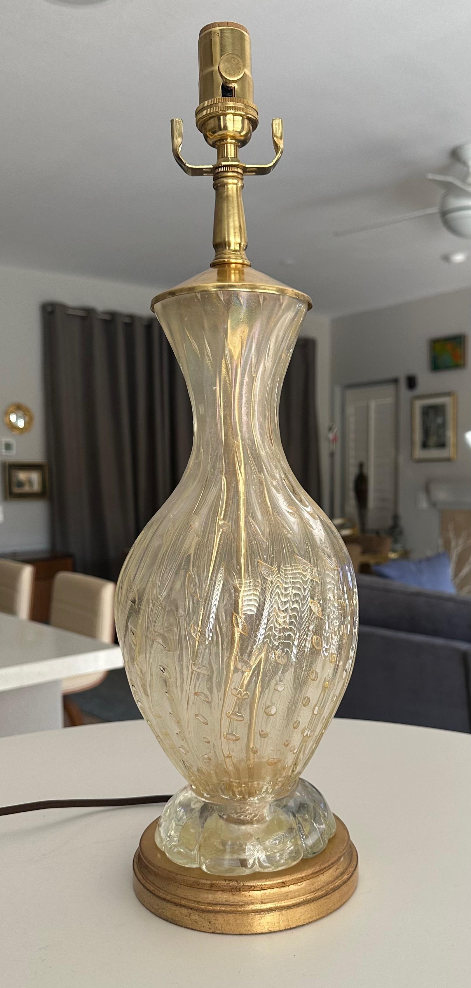 Giltwood Barovier Murano Gold & Bubbles Table Lamp For Sale