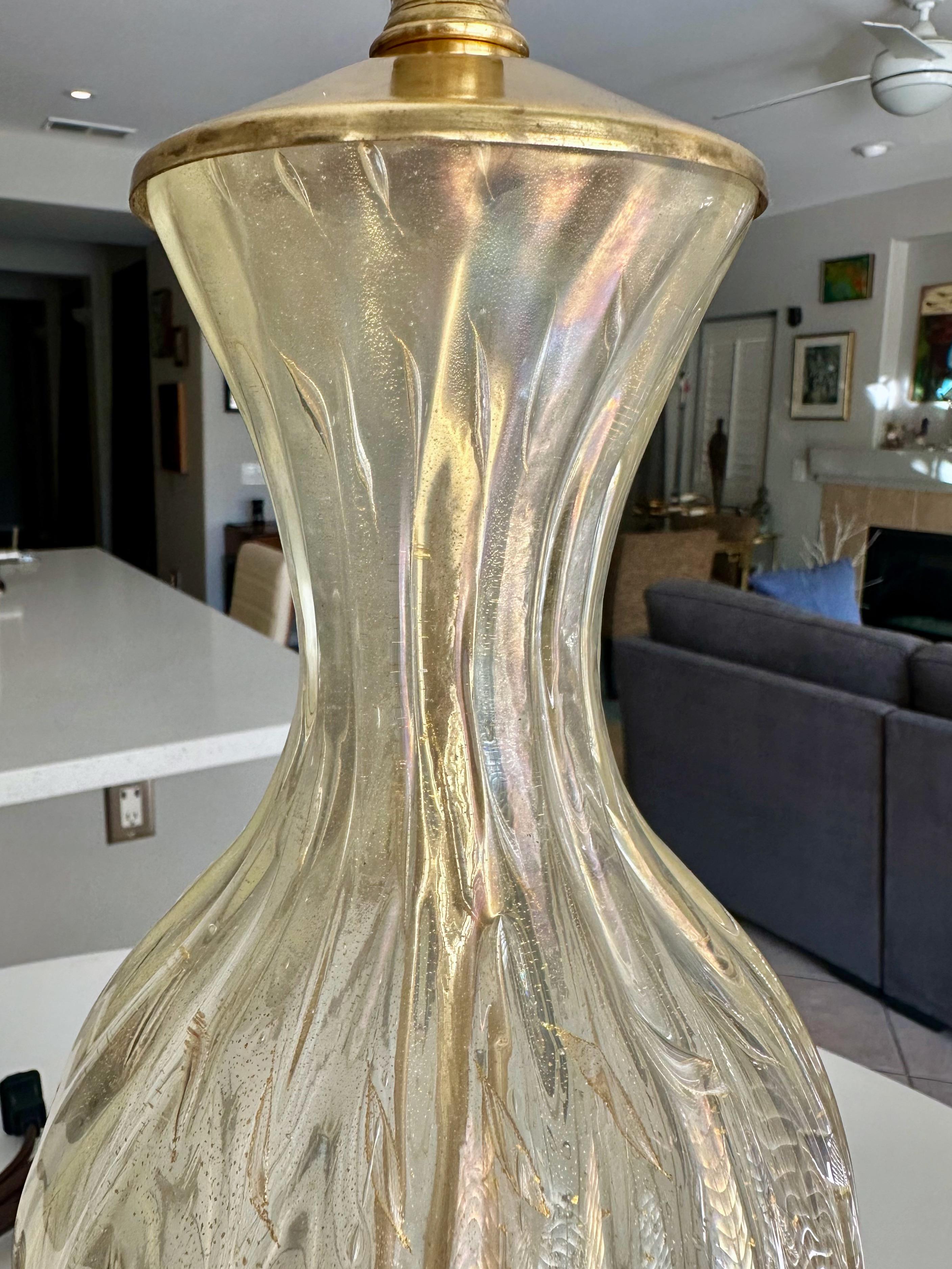 Barovier Murano Gold & Bubbles Table Lamp For Sale 1