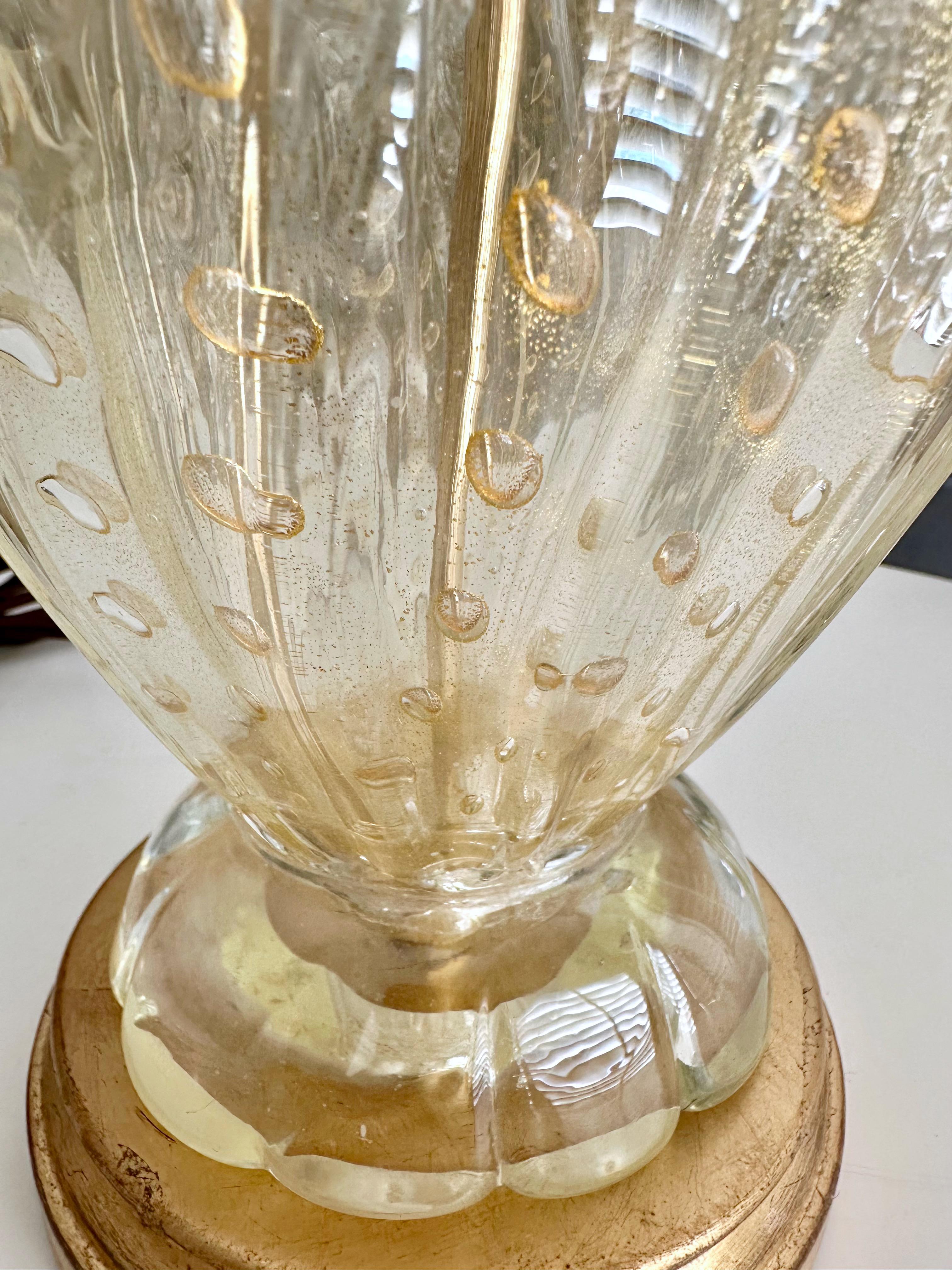 Barovier Murano Gold & Bubbles Table Lamp For Sale 2