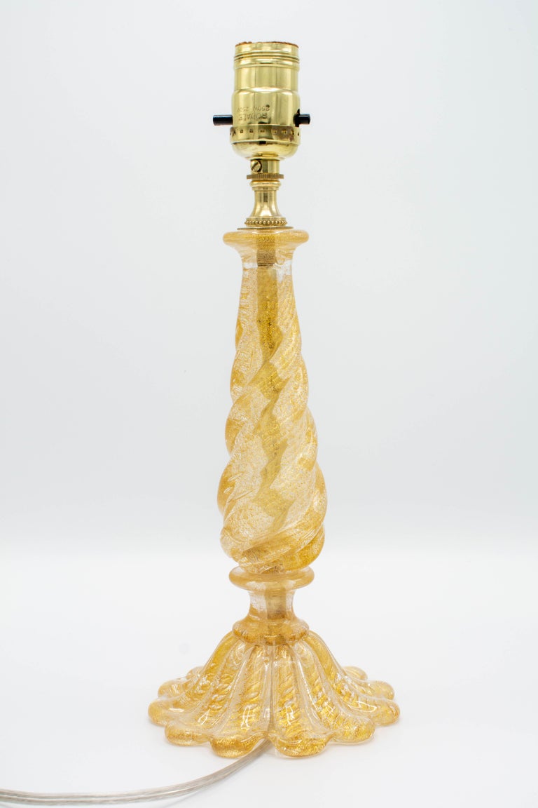 Barovier Murano Gold Glass Lamp at 1stDibs