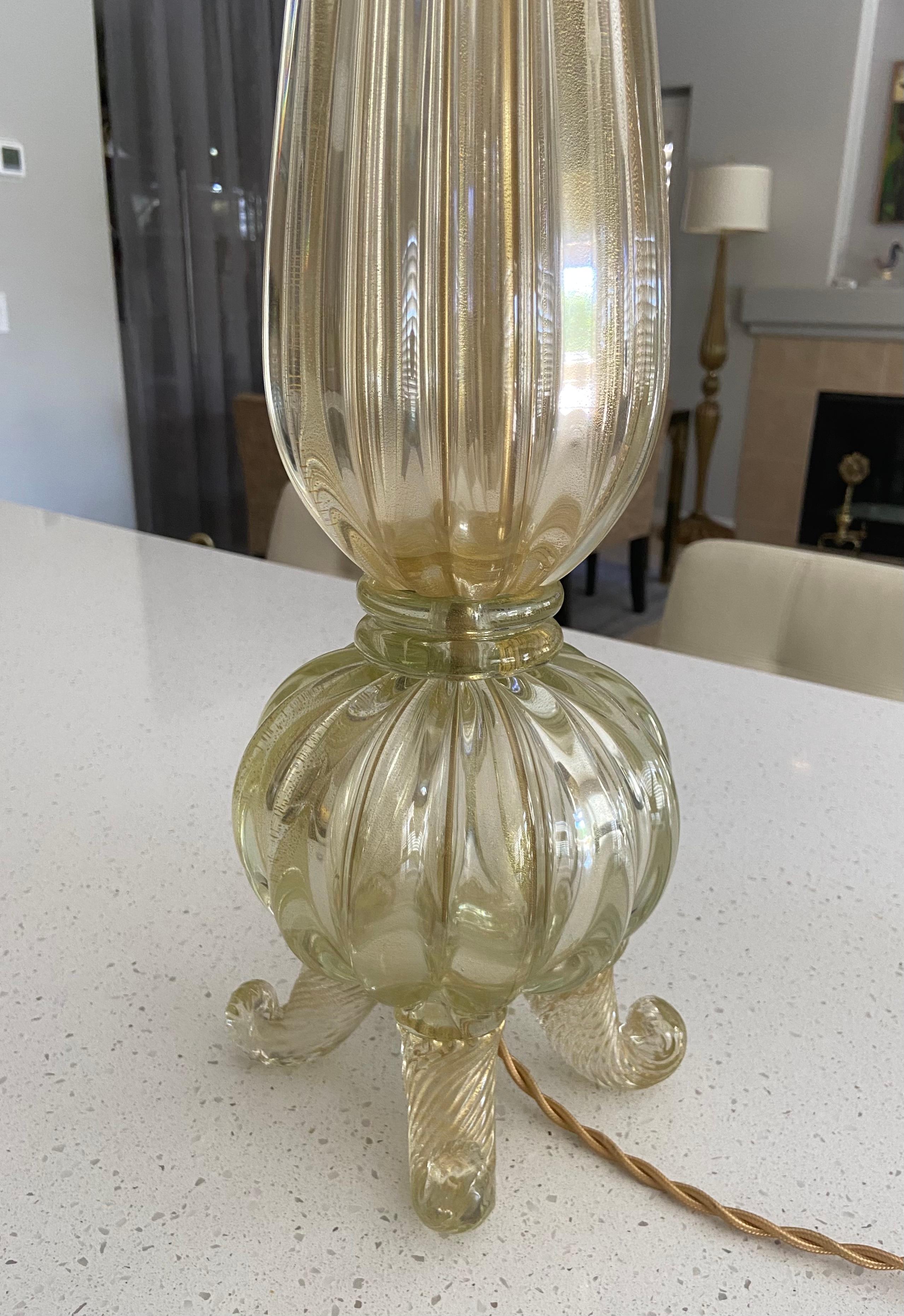 Barovier Murano Italian Gold Footed Table Lamp 6