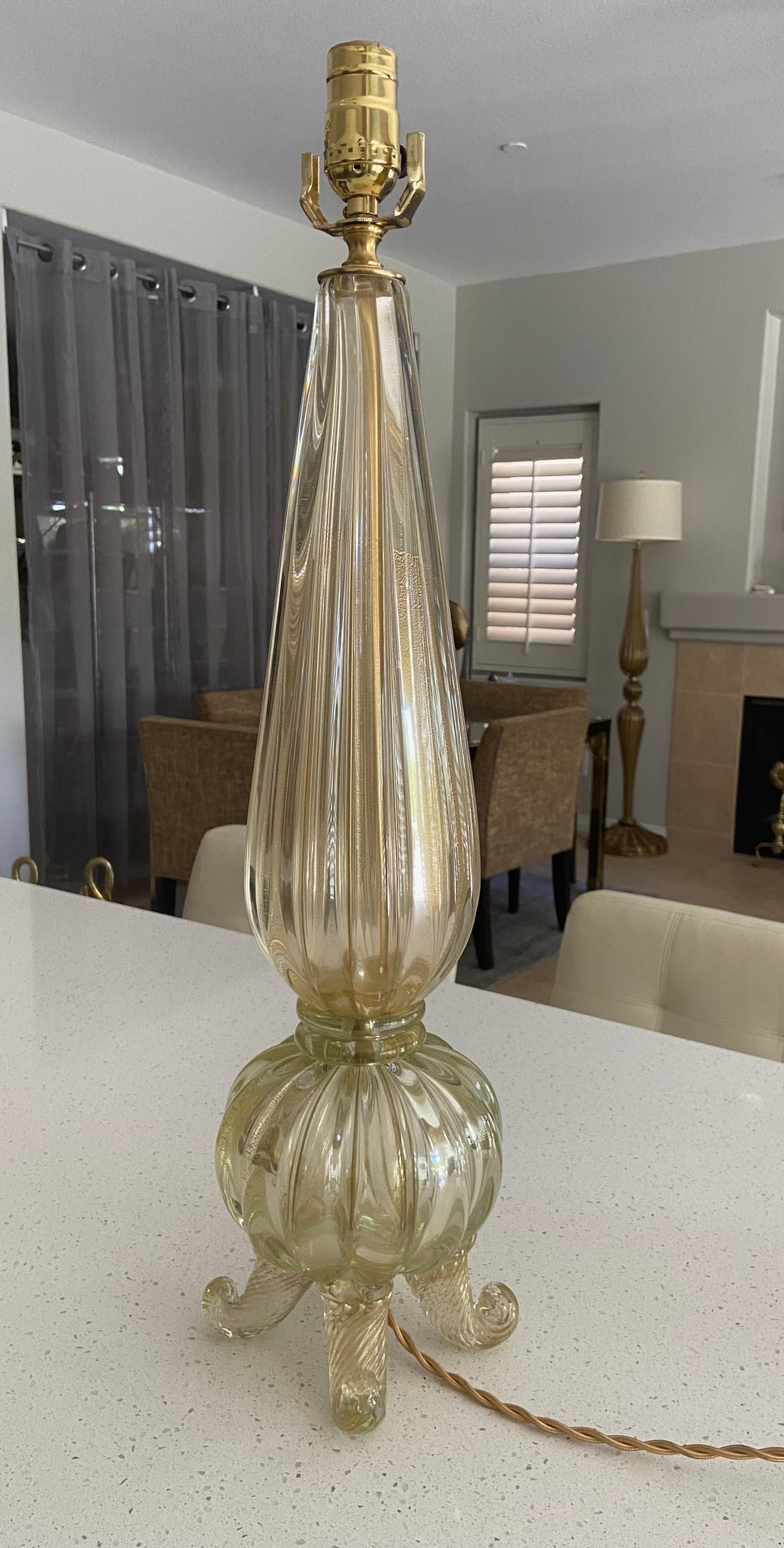 Barovier Murano Italian Gold Footed Table Lamp 7