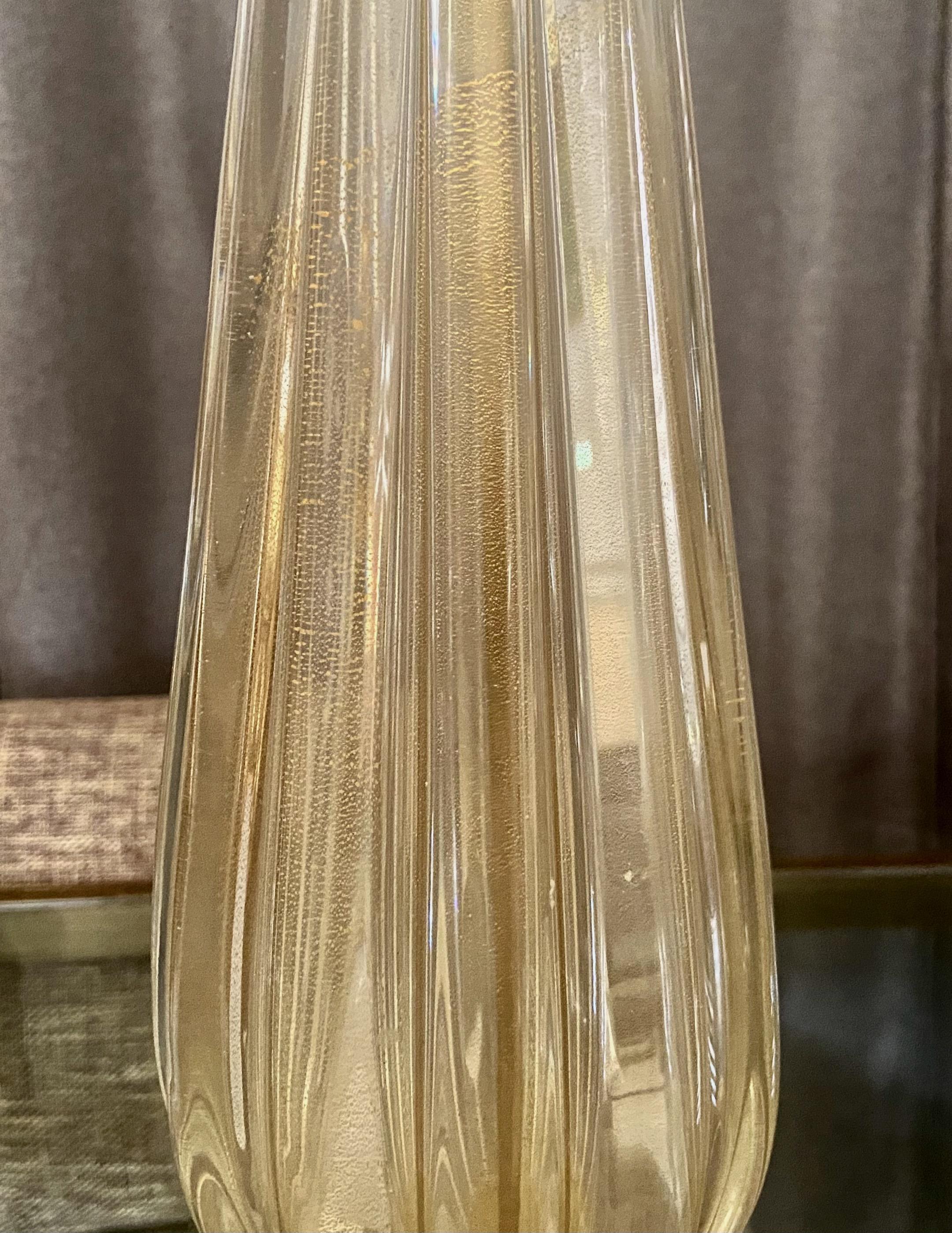 Barovier Murano Italian Gold Footed Table Lamp For Sale 4