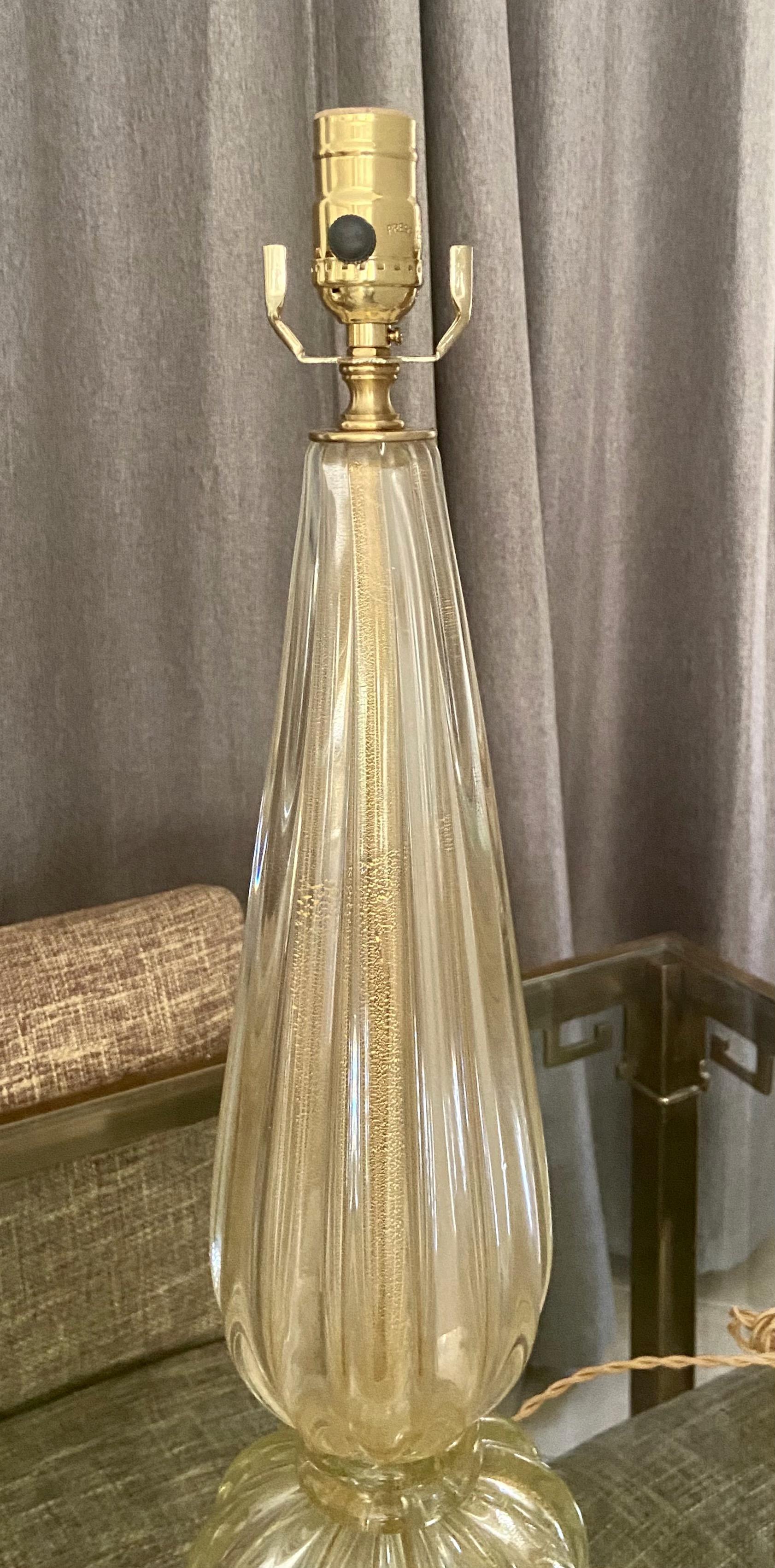 Barovier Murano Italian Gold Footed Table Lamp For Sale 6