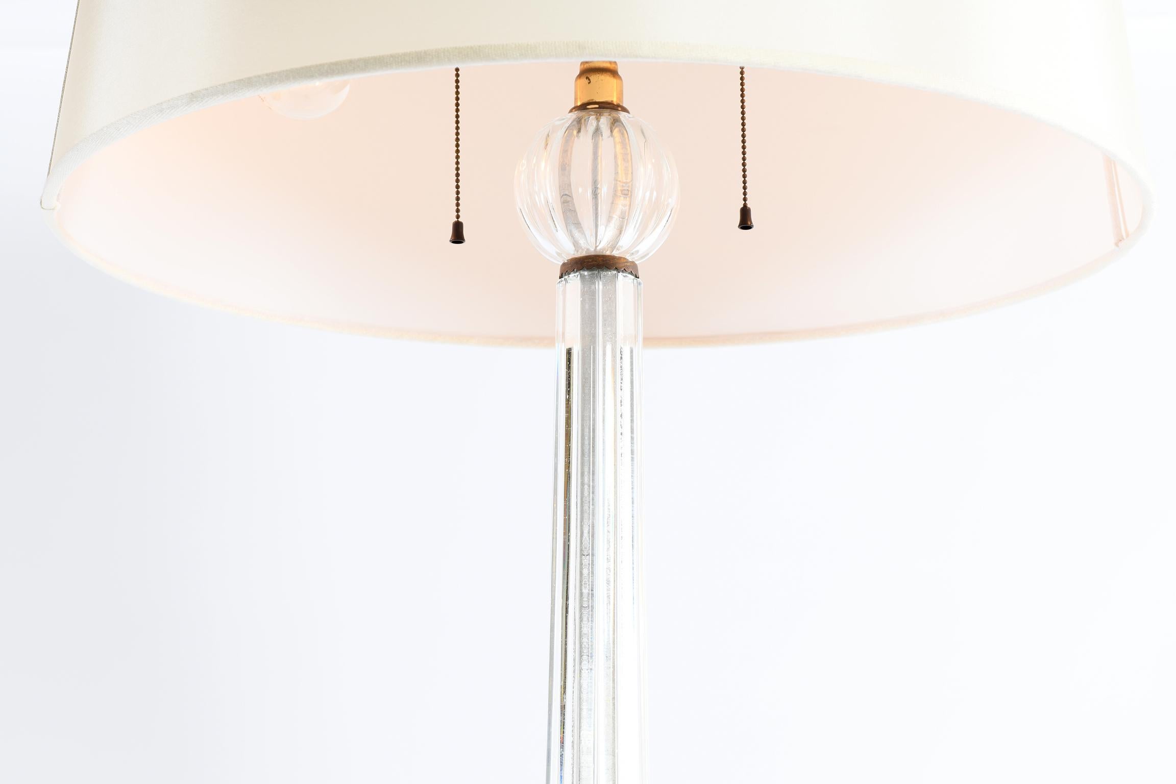 Barovier Murano Midcentury Italian Blown Transparent Glass Floor Lamp In Good Condition In Firenze, Toscana