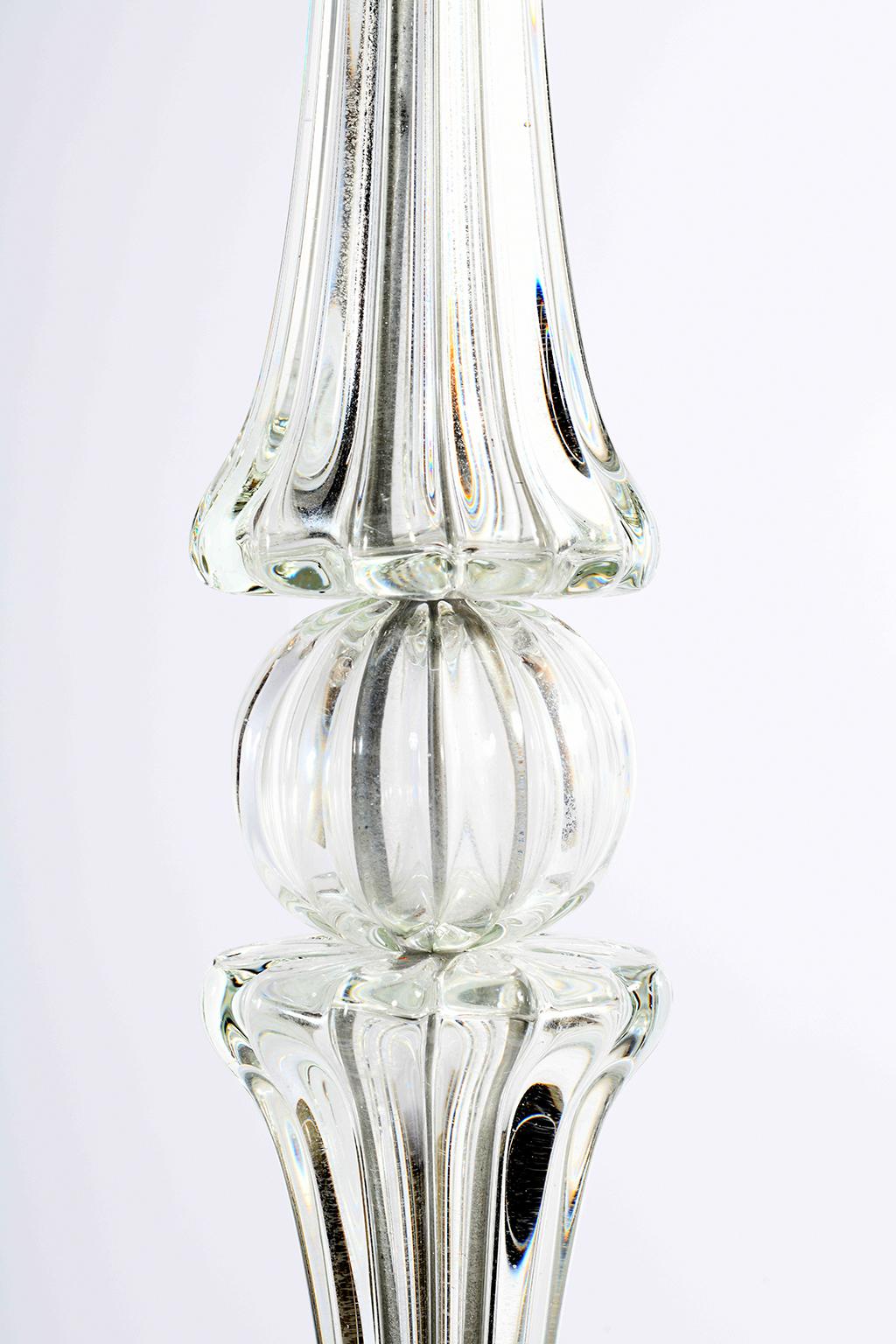 Mid-20th Century Barovier Murano Midcentury Italian Blown Transparent Glass Floor Lamp