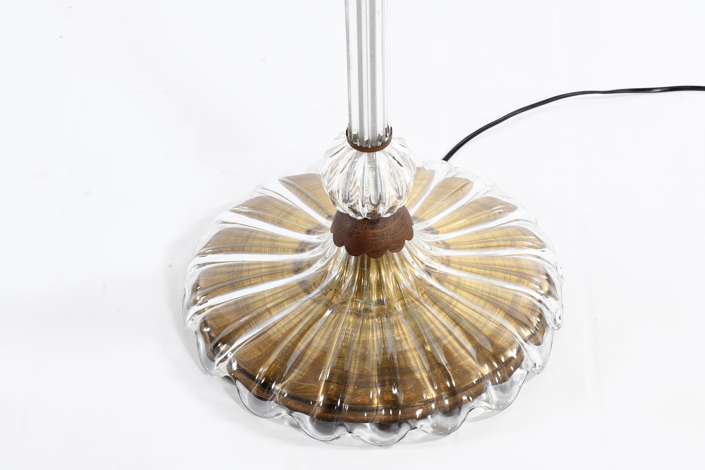 Murano Glass Barovier Murano Midcentury Italian Blown Transparent Glass Floor Lamp