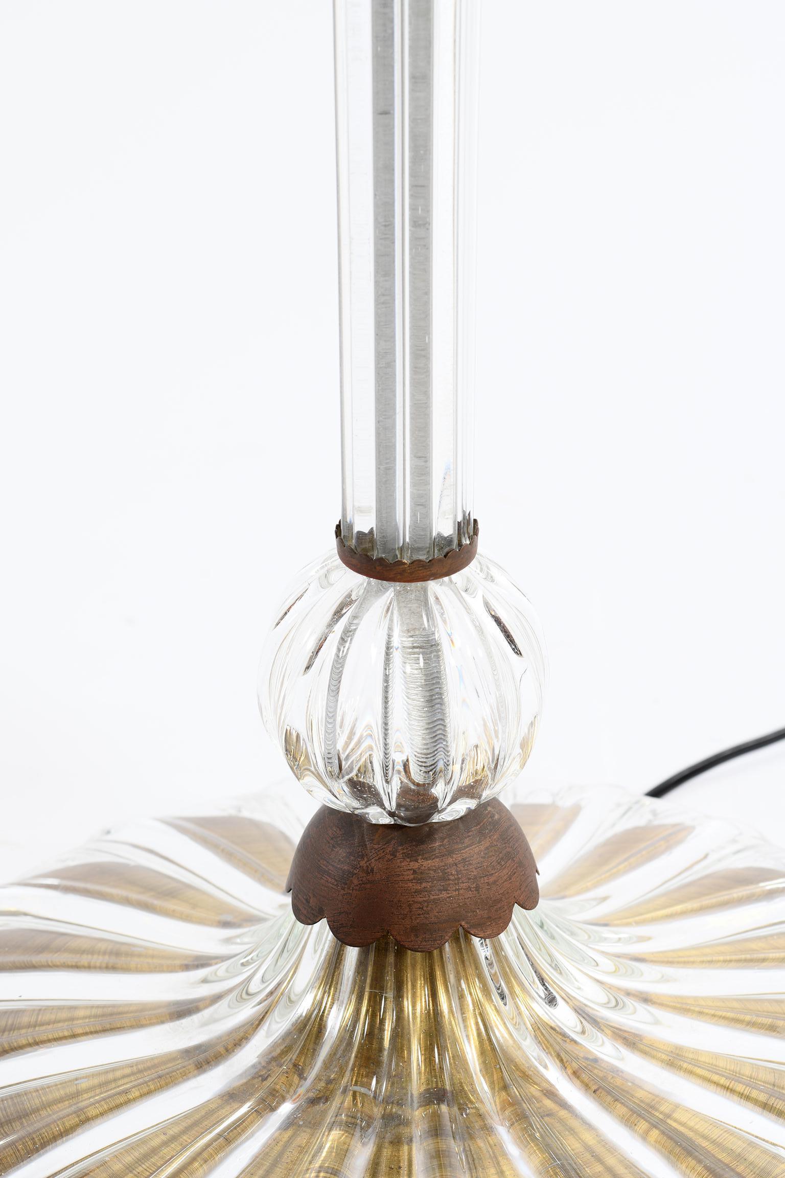 Barovier Murano Midcentury Italian Blown Transparent Glass Floor Lamp 1