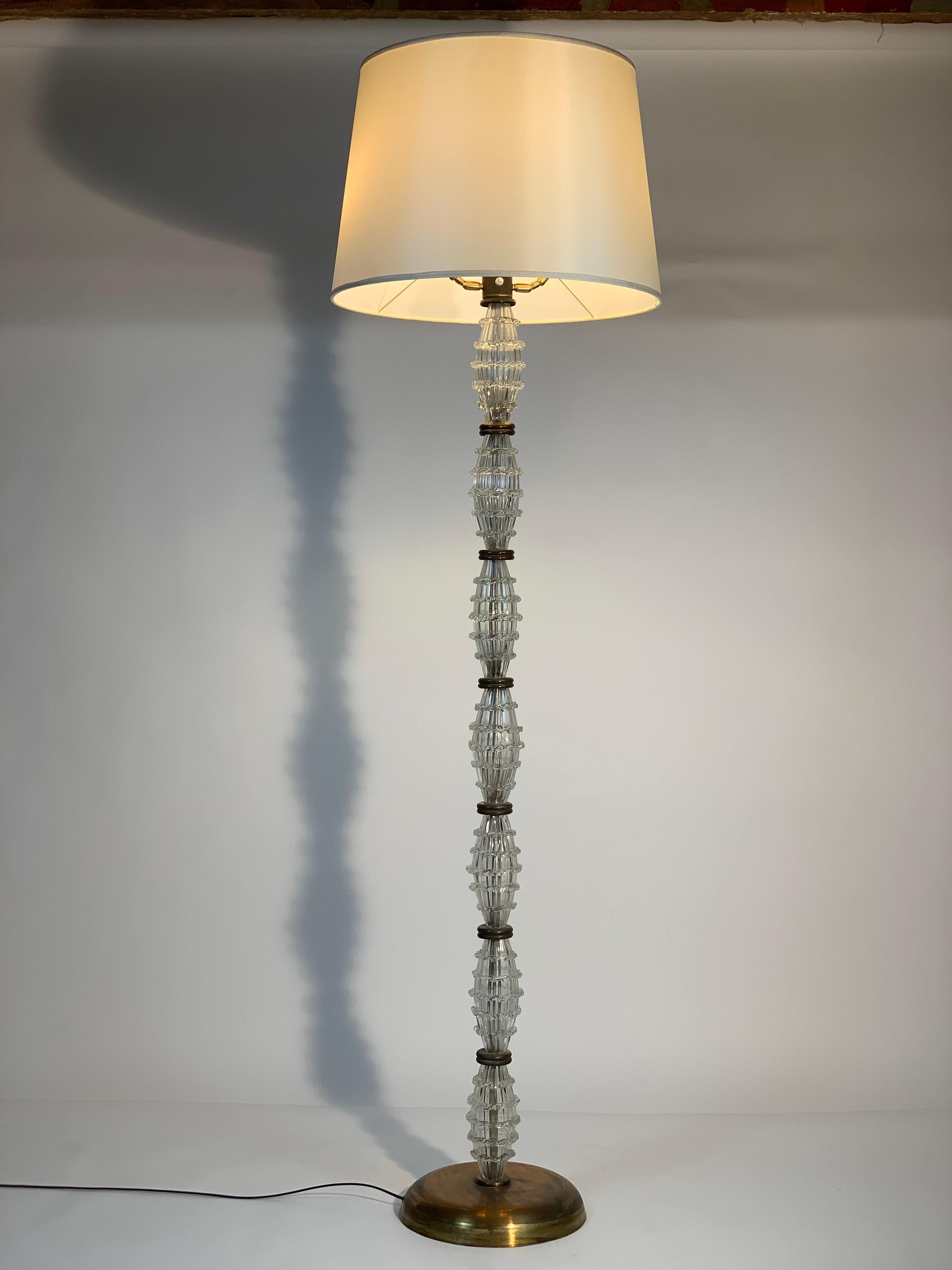 Murano glass floor lamp made up of blown glass segments with 