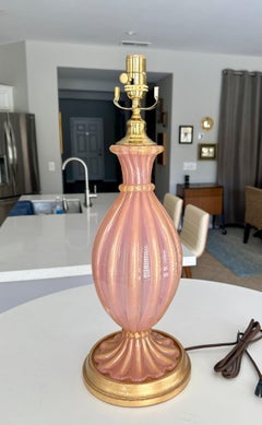 Barovier Murano Pink and Gold Table Lamp