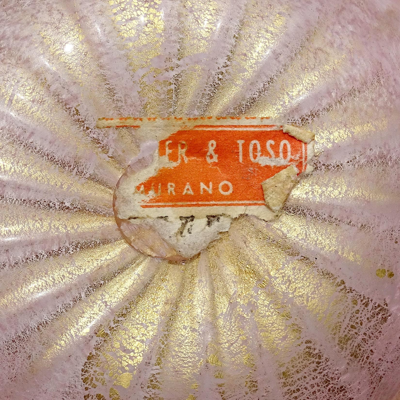 20th Century Barovier Murano Pink Gold Fleck Italian Art Glass Vanity Jewelry Trinket Box Jar