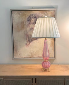 Barovier Murano Pink Opaline Glass Footed Lamp