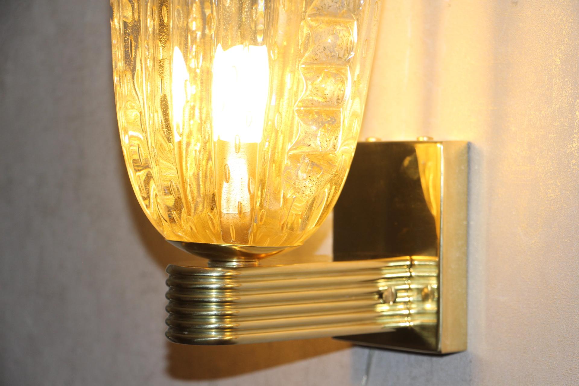 Barovier Murano Pulegoso Gold Glass Sconces 6