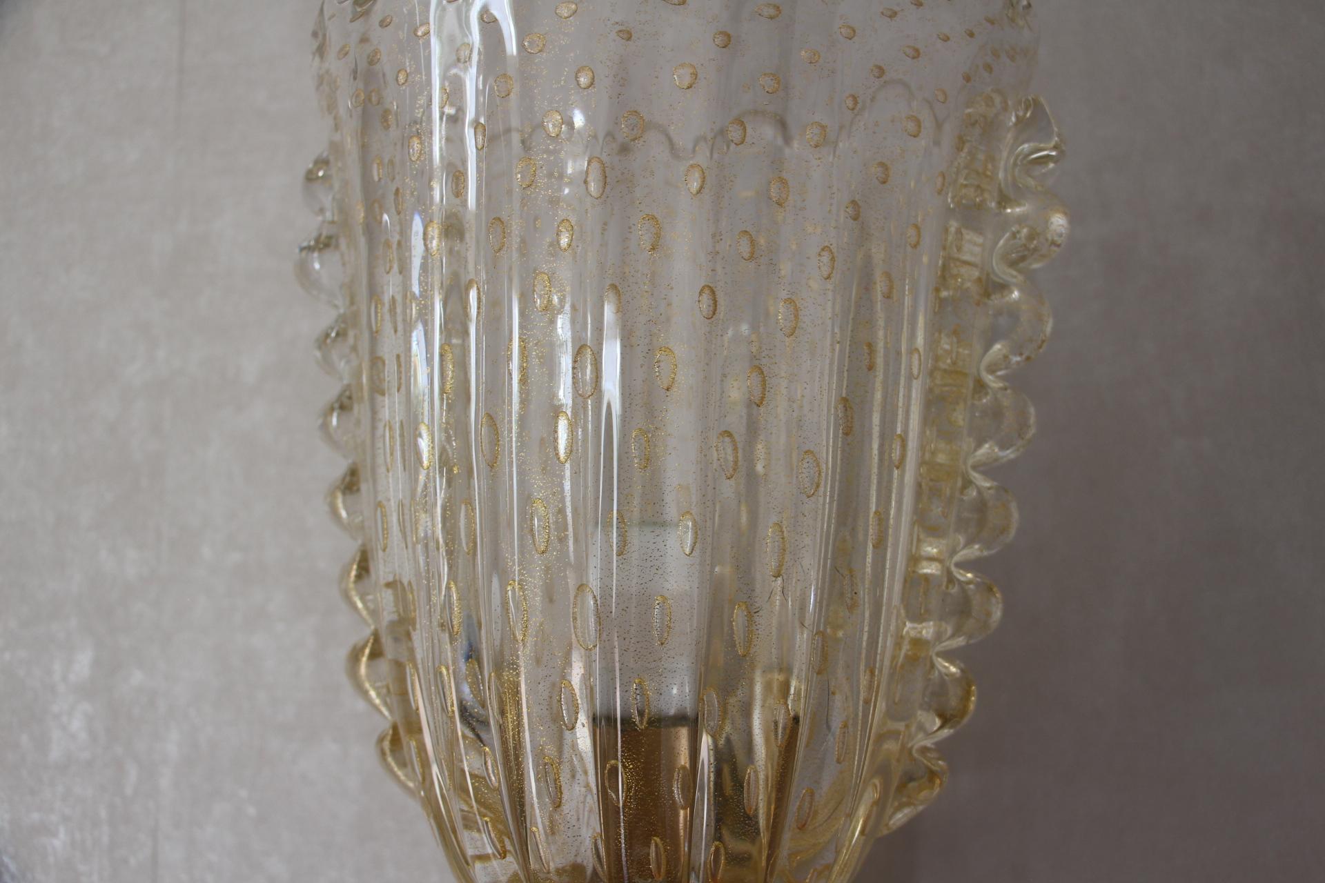 Italian Barovier Murano Pulegoso Gold Glass Sconces