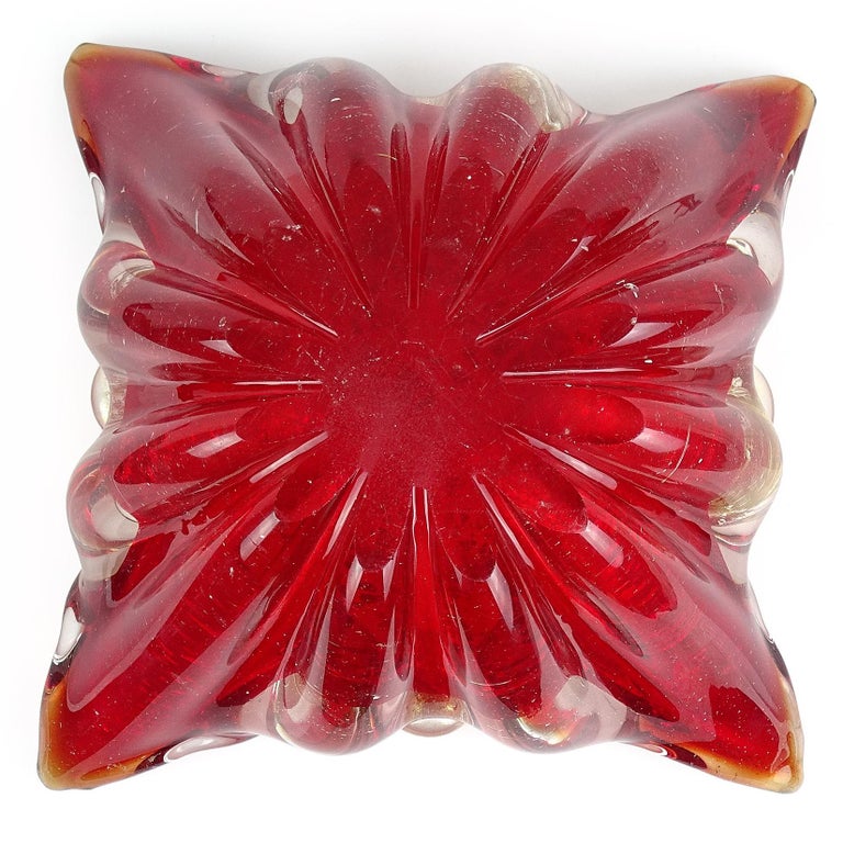 Barovier Murano Red Berry Decoration Gold Flecks Italian Art Glass