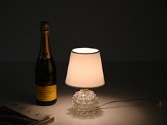 Barovier Murano Rostrato Glass and Brass Round Table Lamp, Italy, 1940s