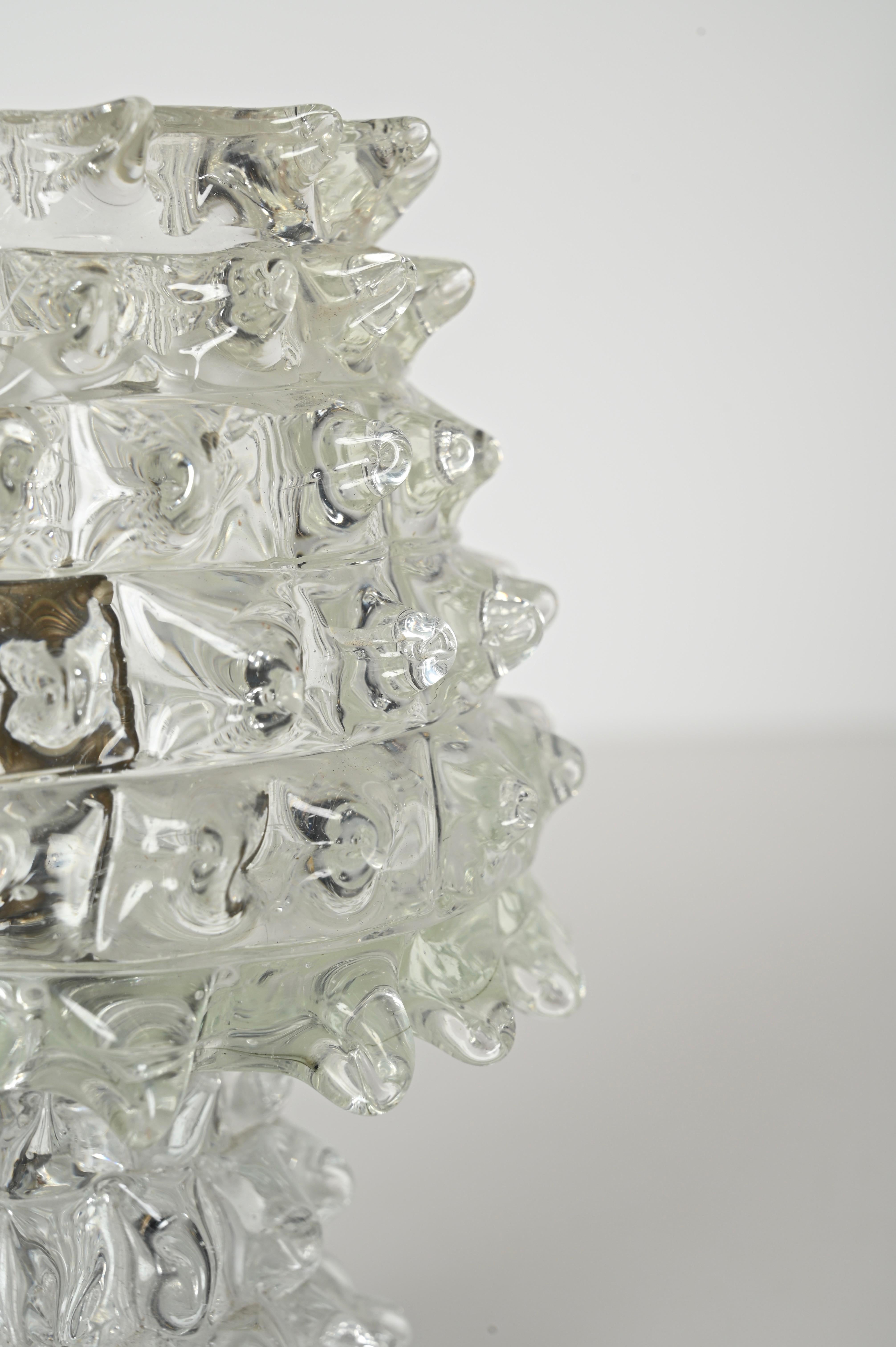 Barovier Murano Rostrato Glass and Brass Table Lamp, Italy 1940s In Good Condition In Roma, IT