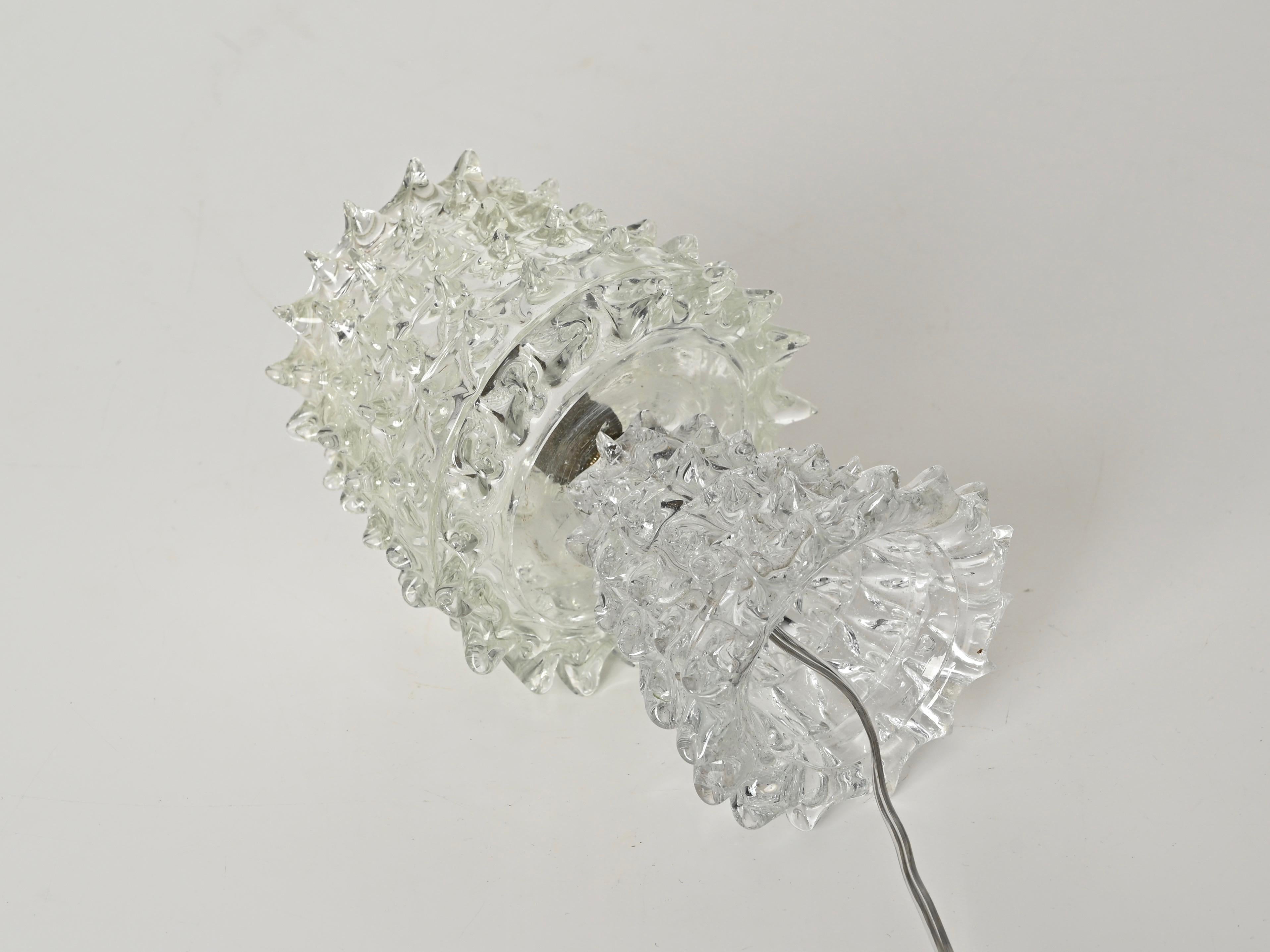 Mid-20th Century Barovier Murano Rostrato Glass and Brass Table Lamp, Italy 1940s