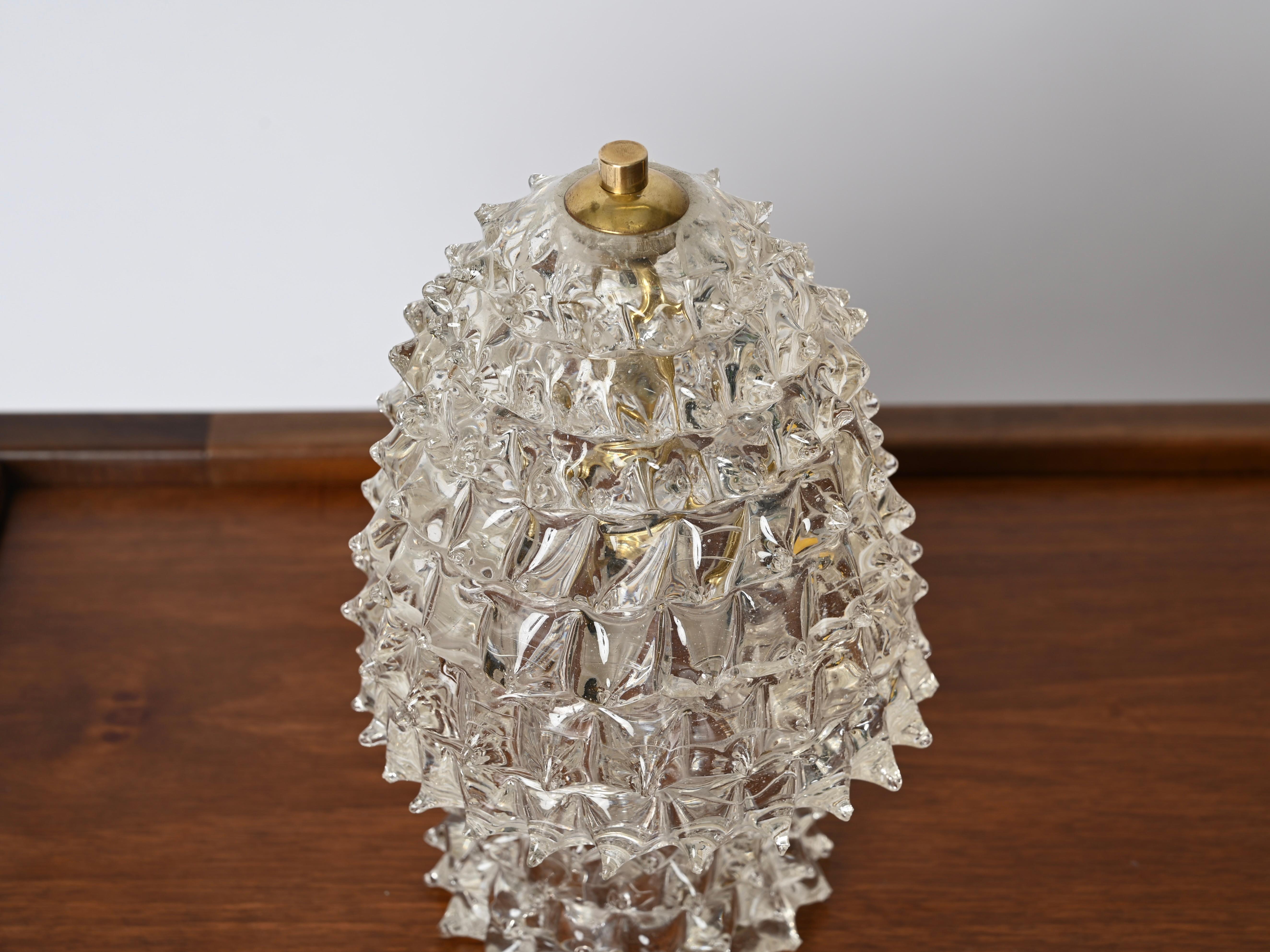 Lampada da tavolo in vetro di Murano e ottone 
