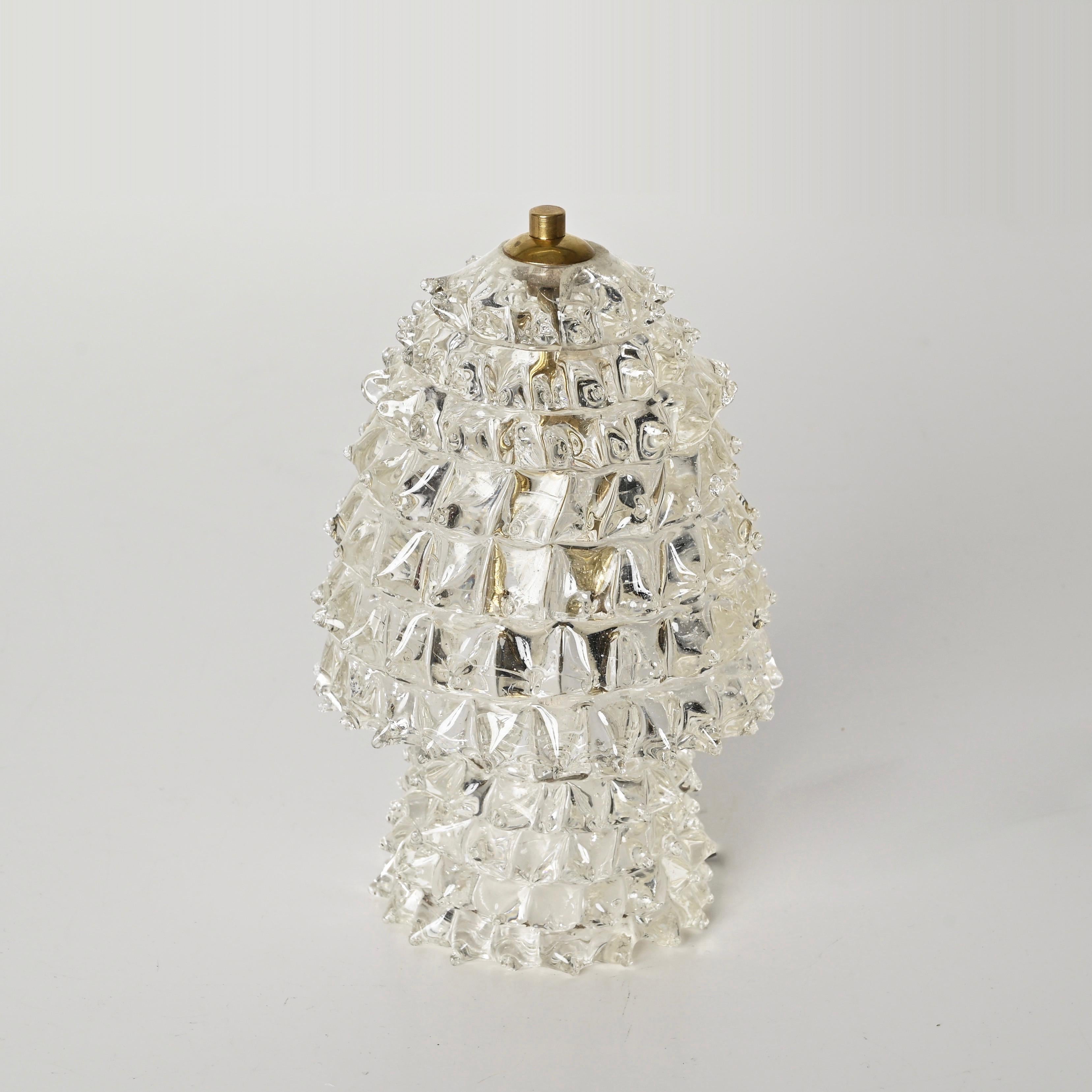Lampada da tavolo in vetro di Murano e ottone 
