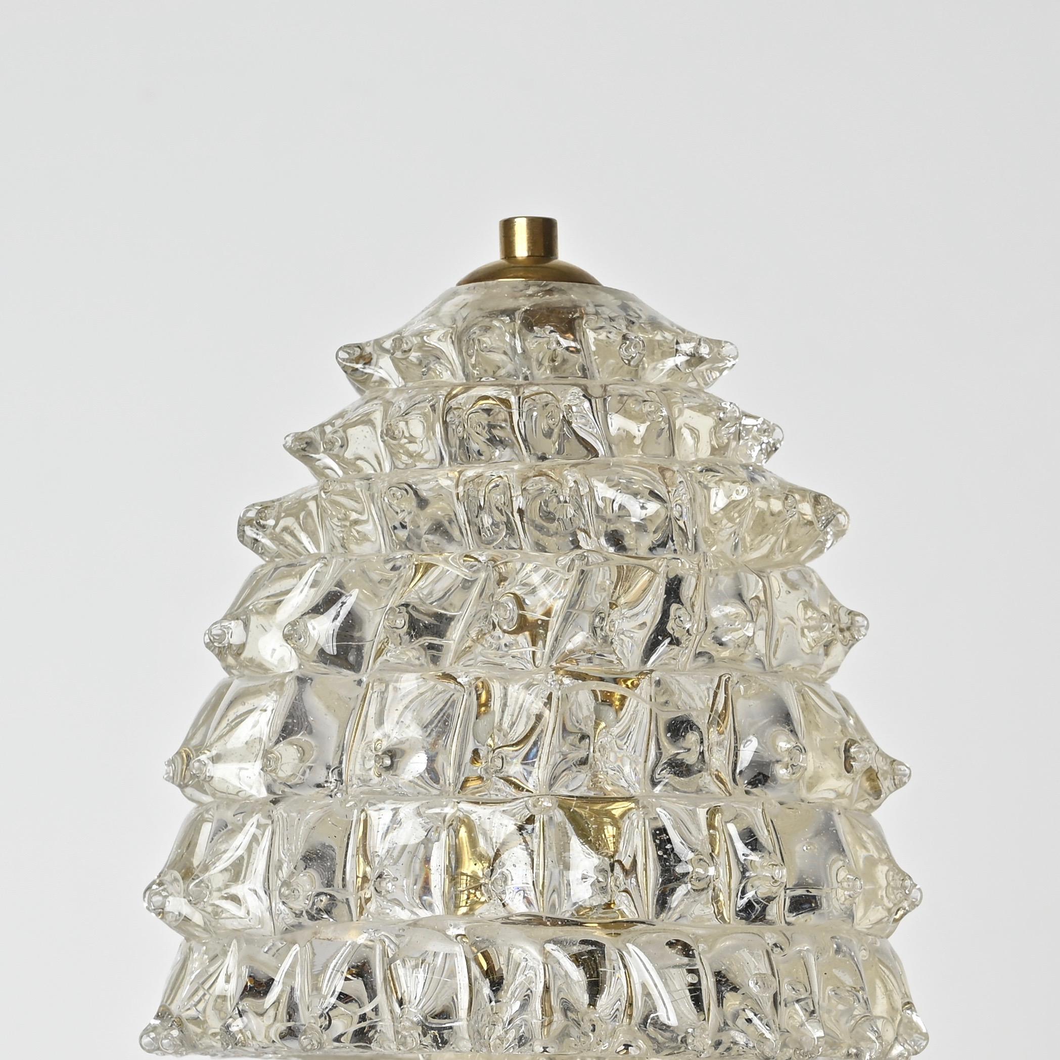 Lampada da tavolo in vetro di Murano e ottone 