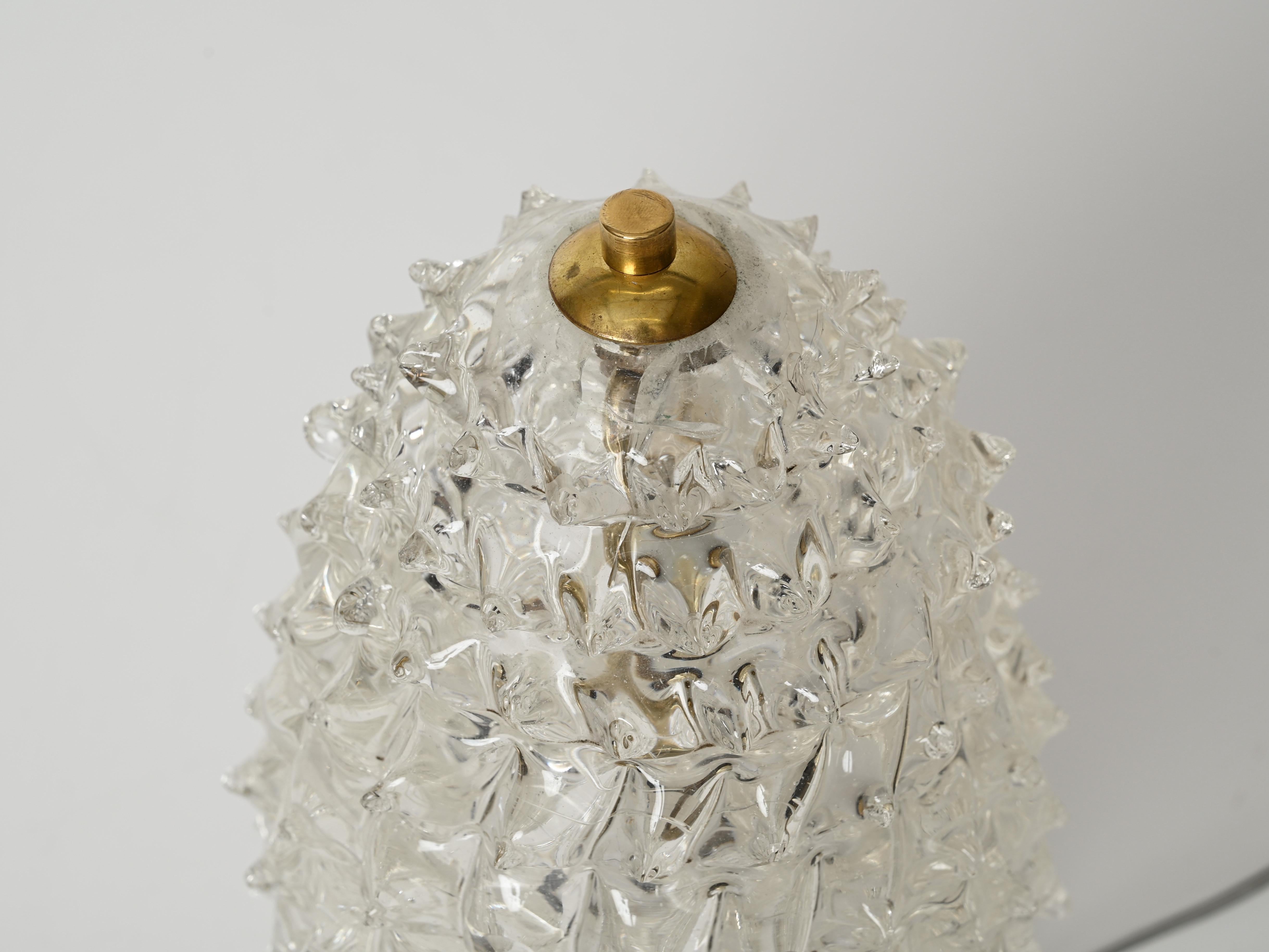 Lampada da tavolo in vetro di Murano e ottone 