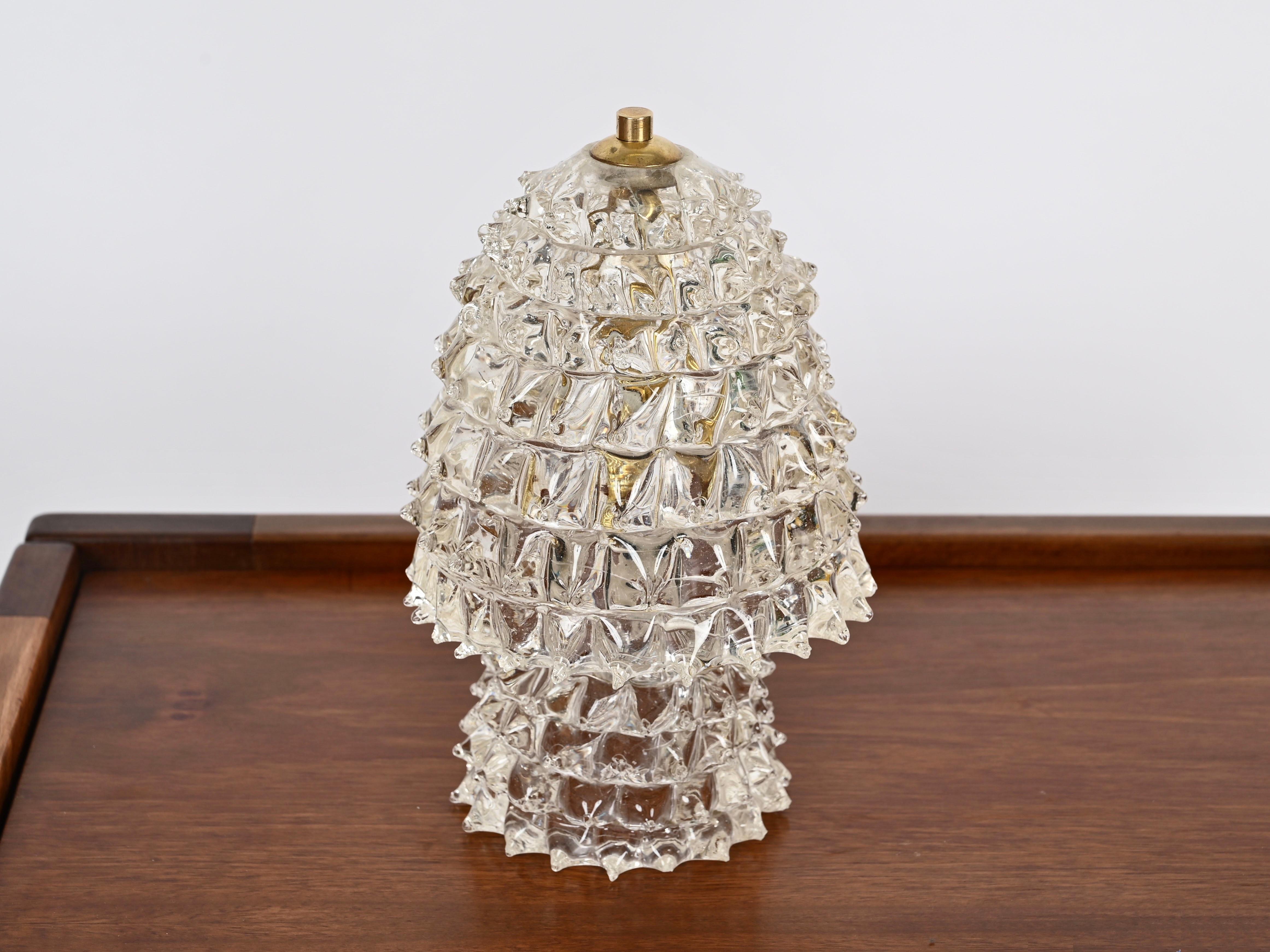 Meravigliosa e rarissima lampada da tavolo in vetro di Murano interamente realizzata in vetro 