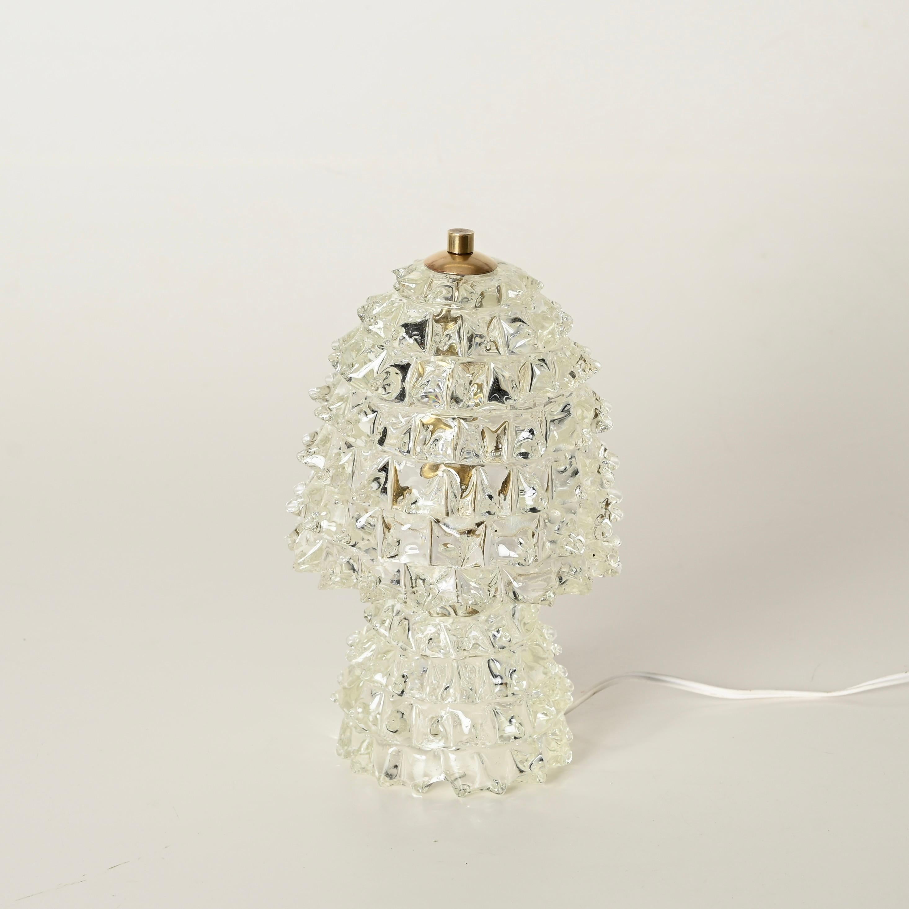 Maravillosa y rarísima lámpara de mesa de cristal de Murano totalmente realizada en cristal de Murano soplado a boca 