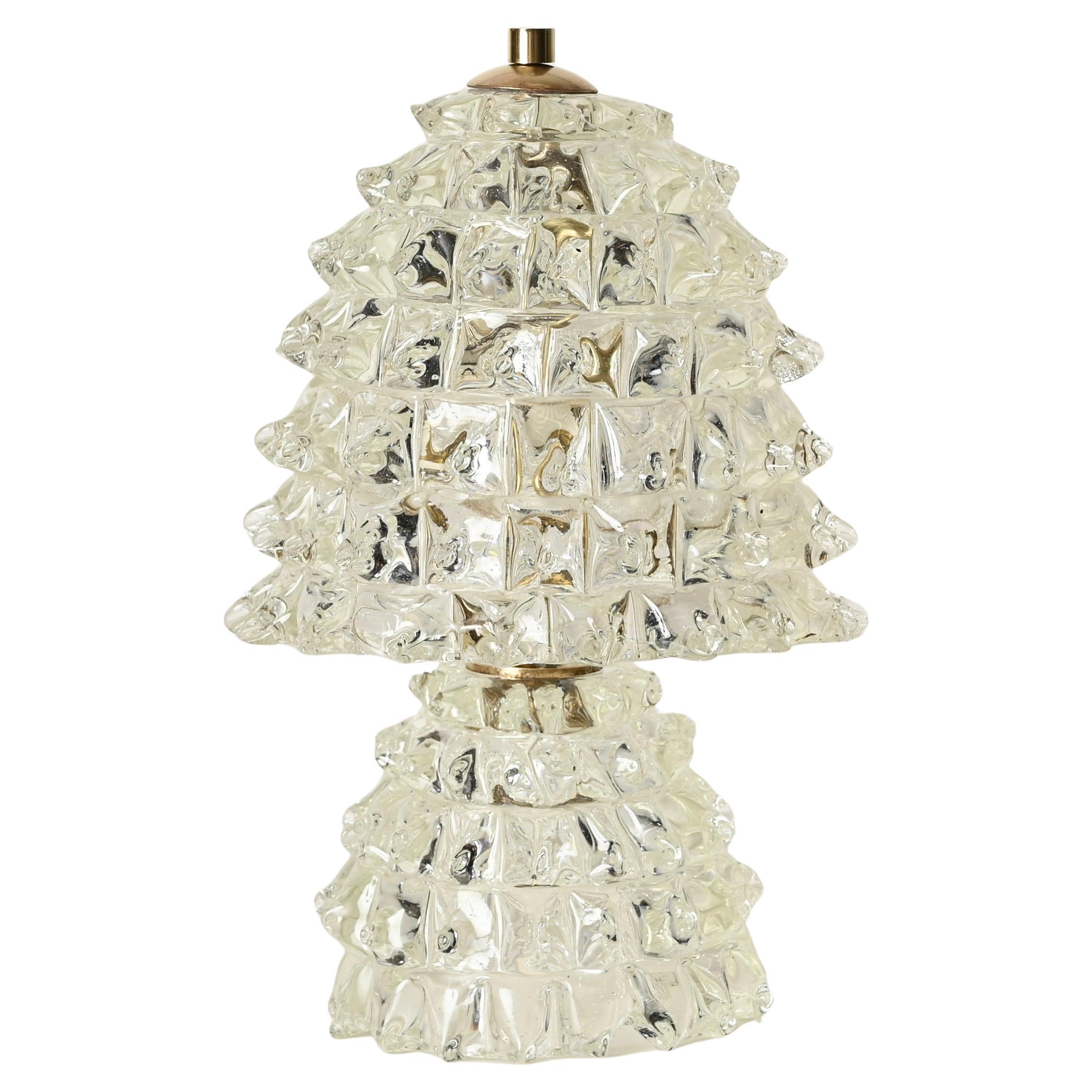 Barovier Murano "Rostrato" Lámpara de mesa de cristal de Murano y latón, Italia Década de 1940 en venta
