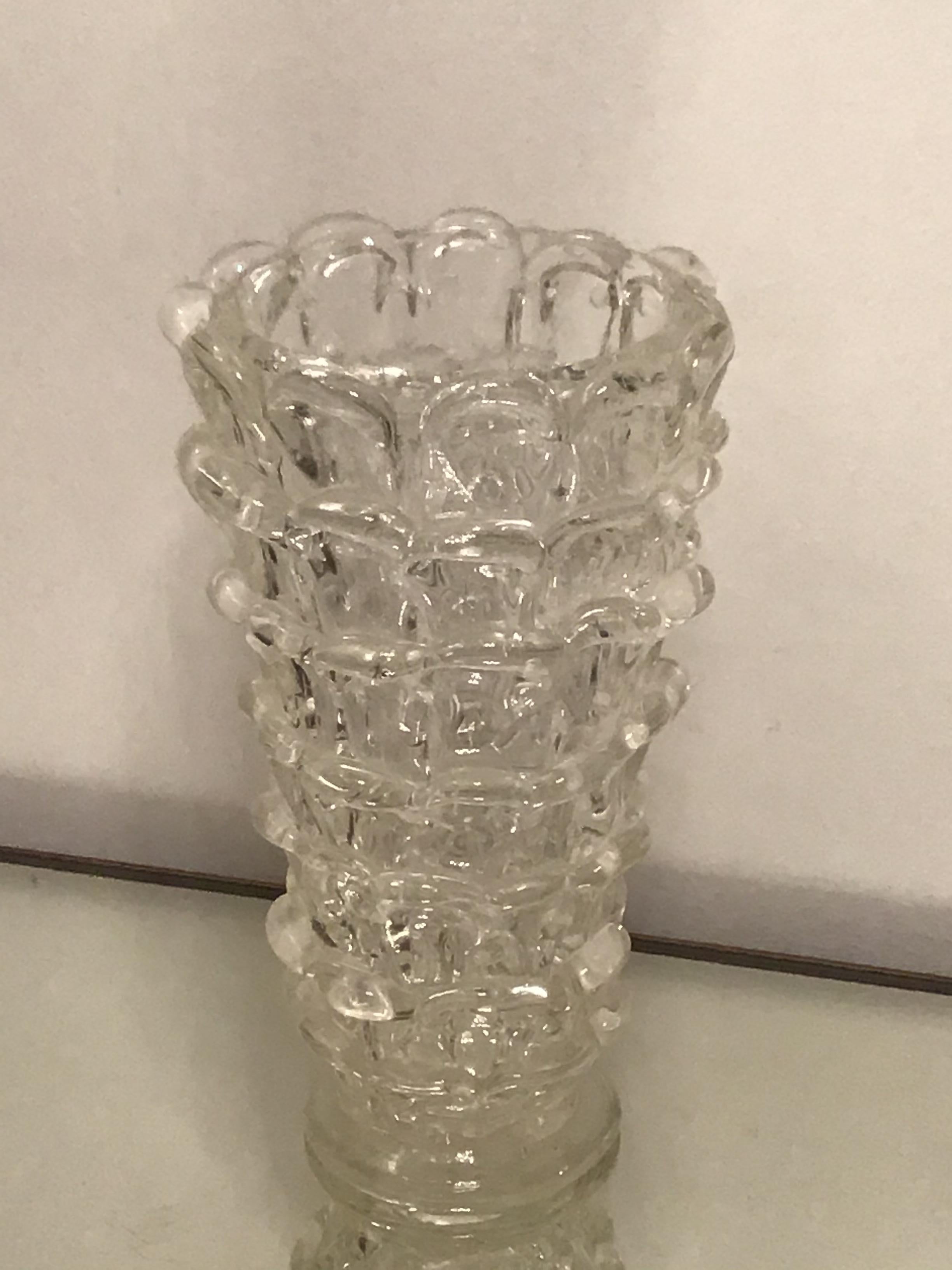 Barovier orecchiette vase en verre de Murano 1940 Italie en vente 4