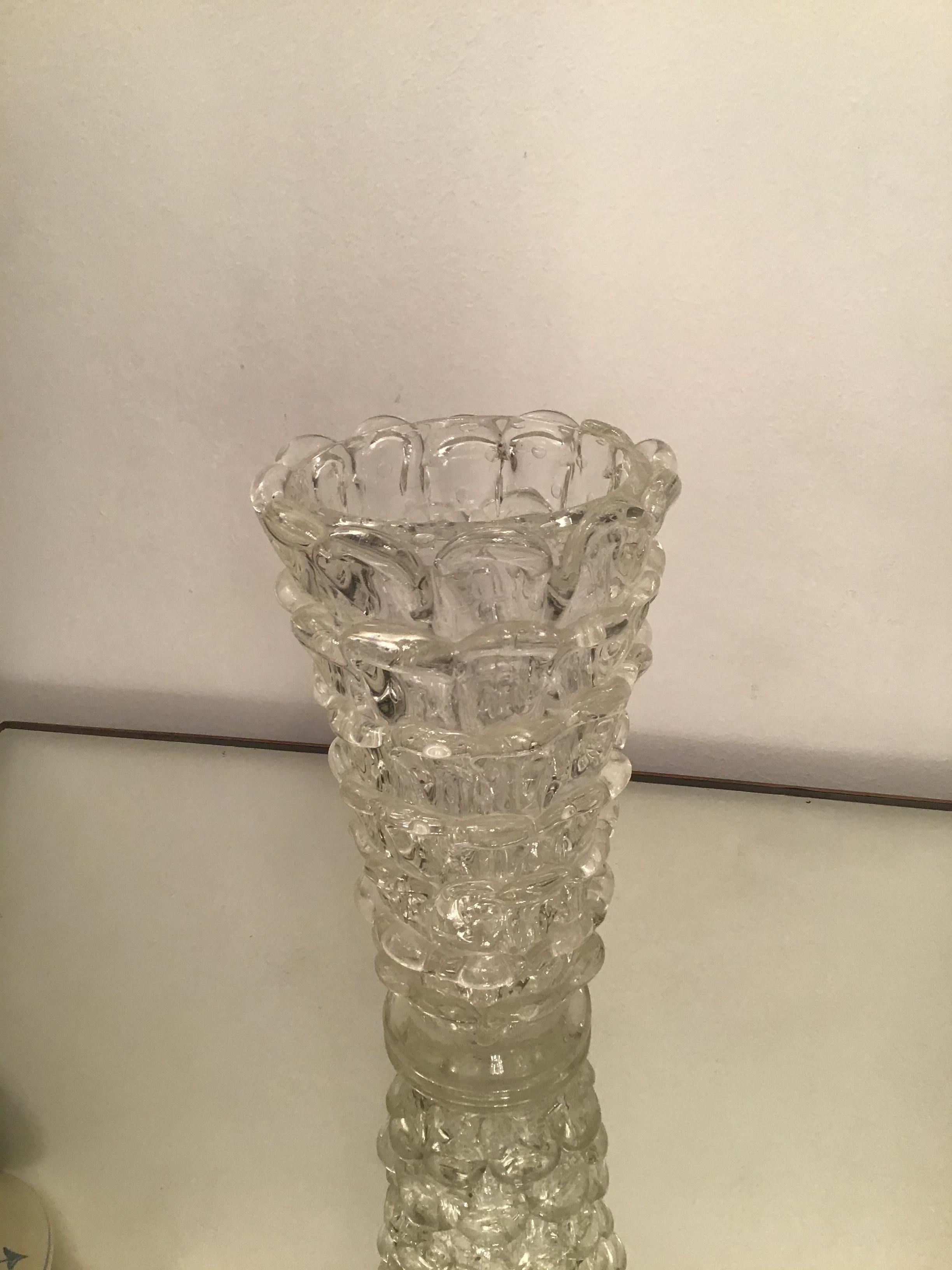 Barovier orecchiette vase en verre de Murano 1940 Italie en vente 7