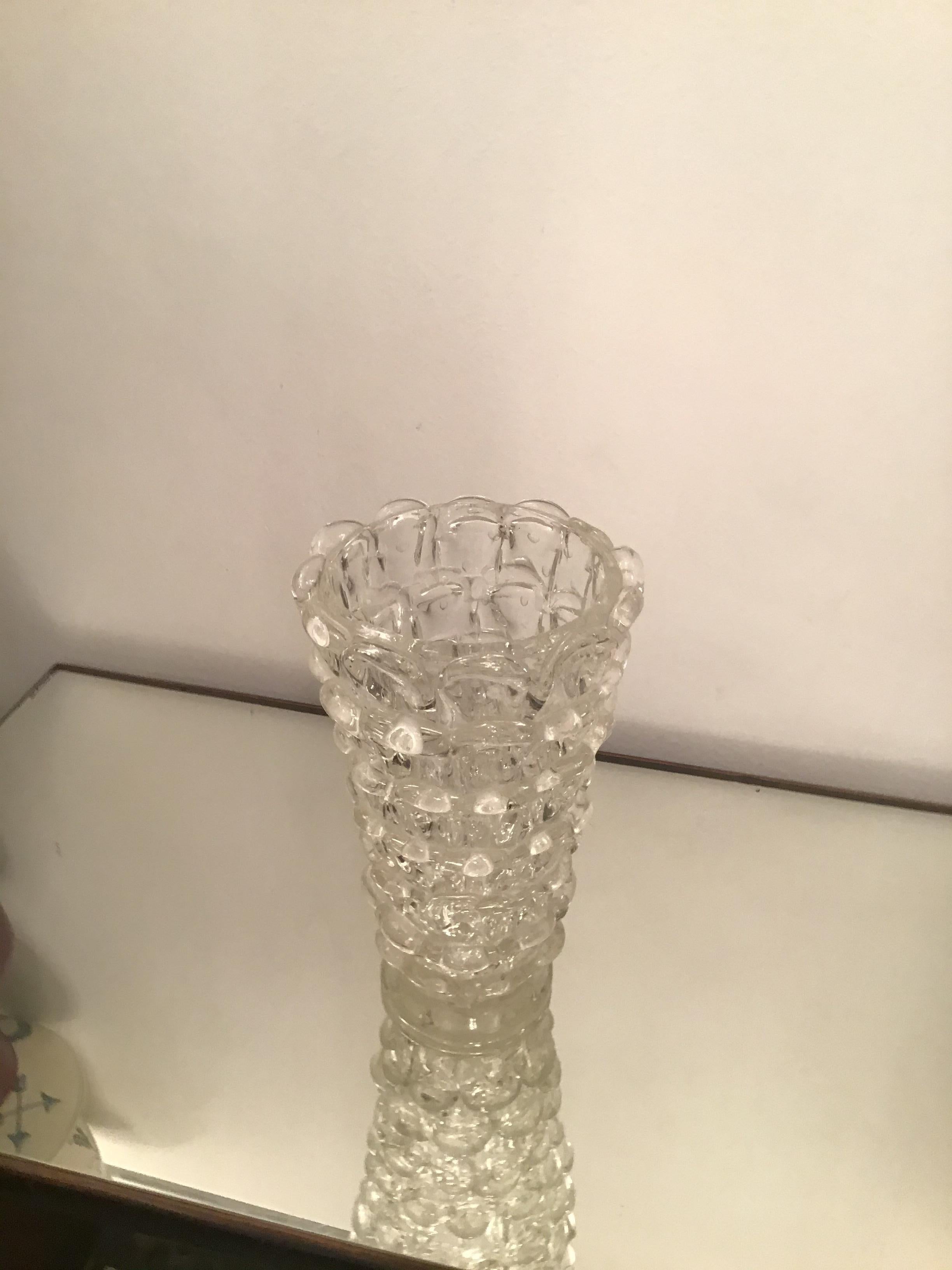Barovier orecchiette vase en verre de Murano 1940 Italie en vente 9
