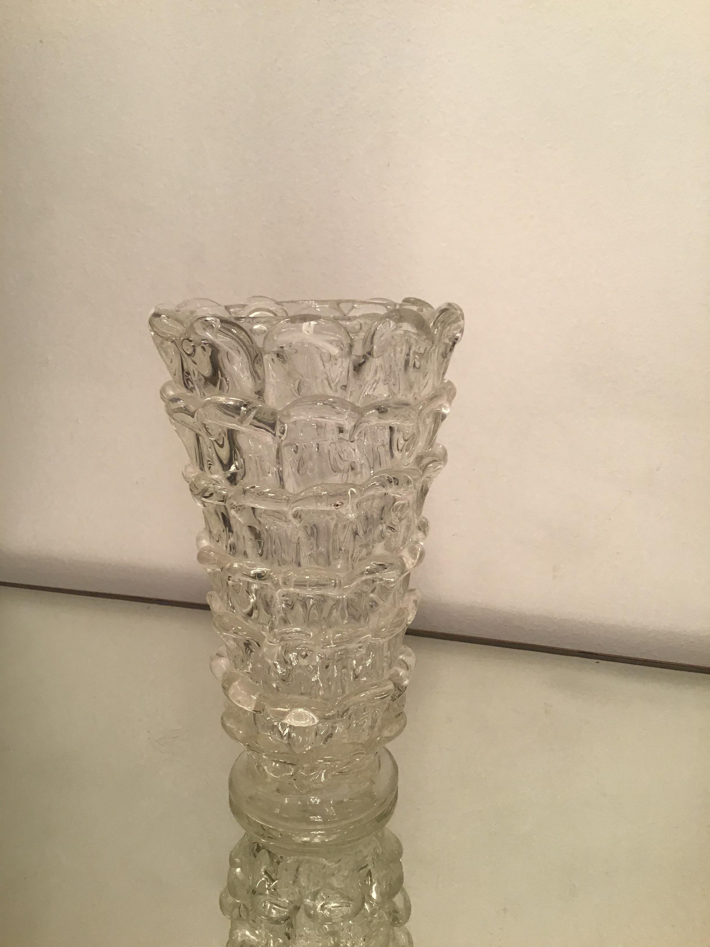 Barovier orecchiette vase en verre de Murano 1940 Italie en vente 10