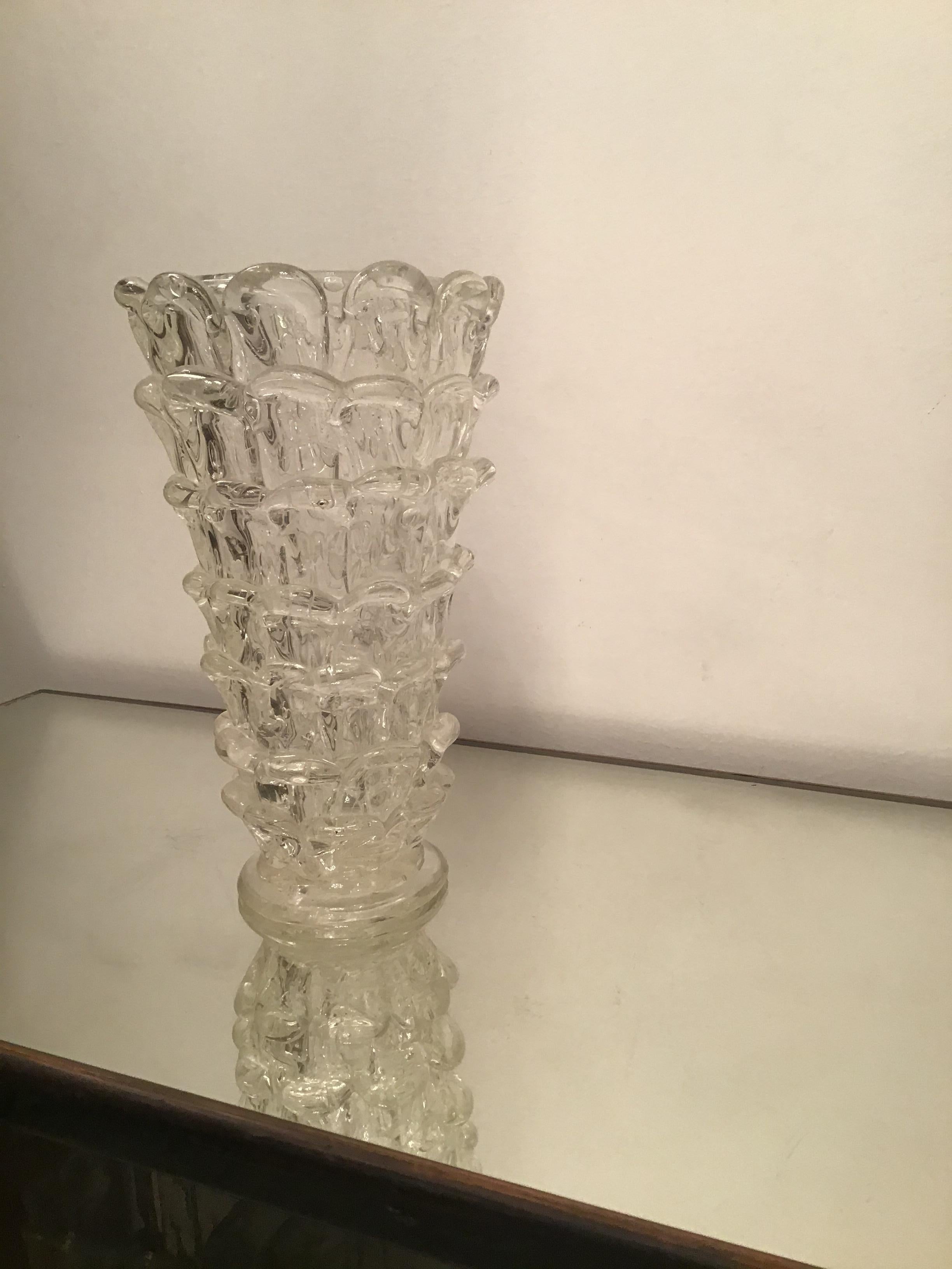 Barovier “orecchiette vase” Murano Glass 1940 Italy For Sale 12