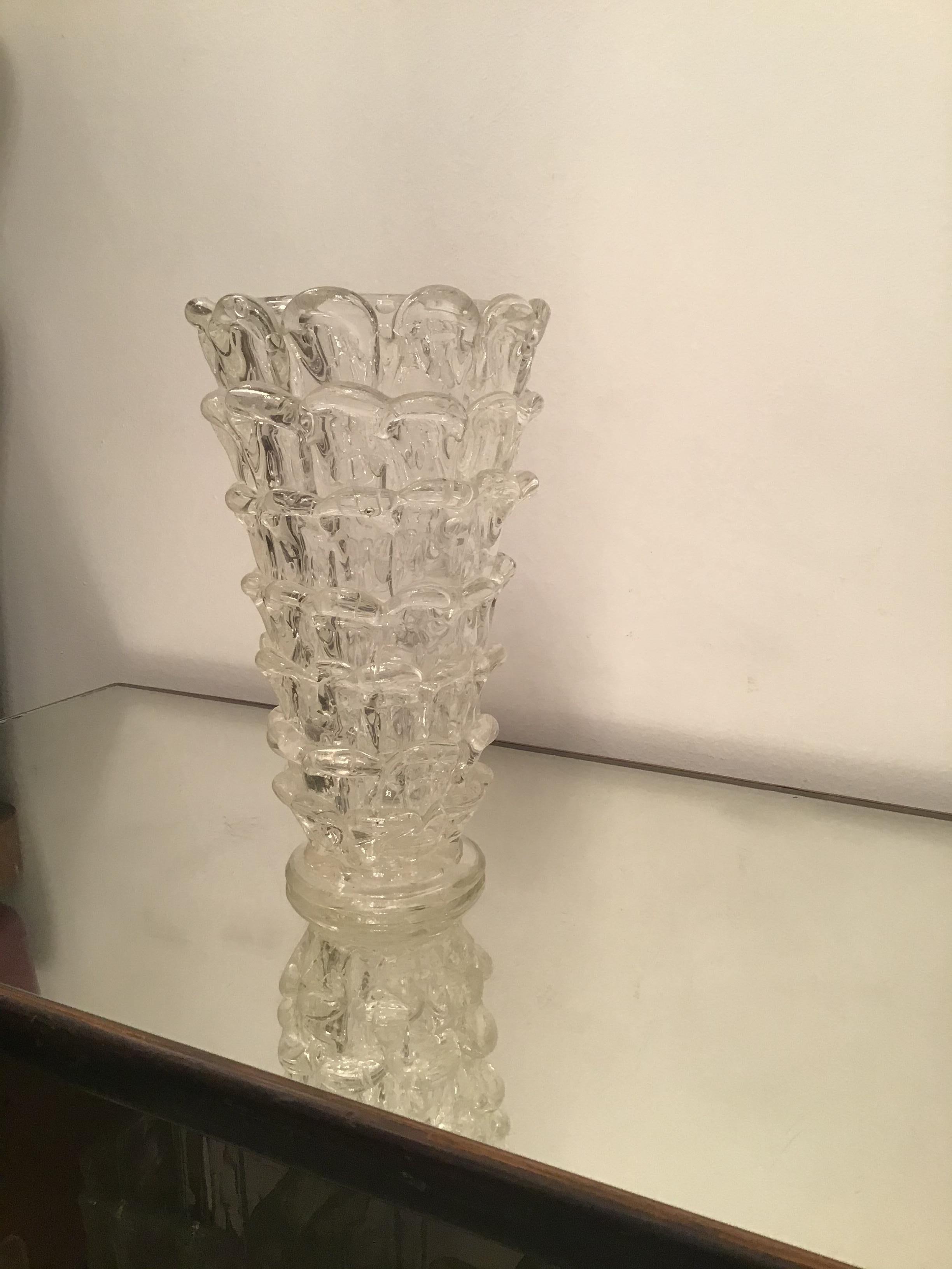 Barovier orecchiette vase en verre de Murano 1940 Italie en vente 12