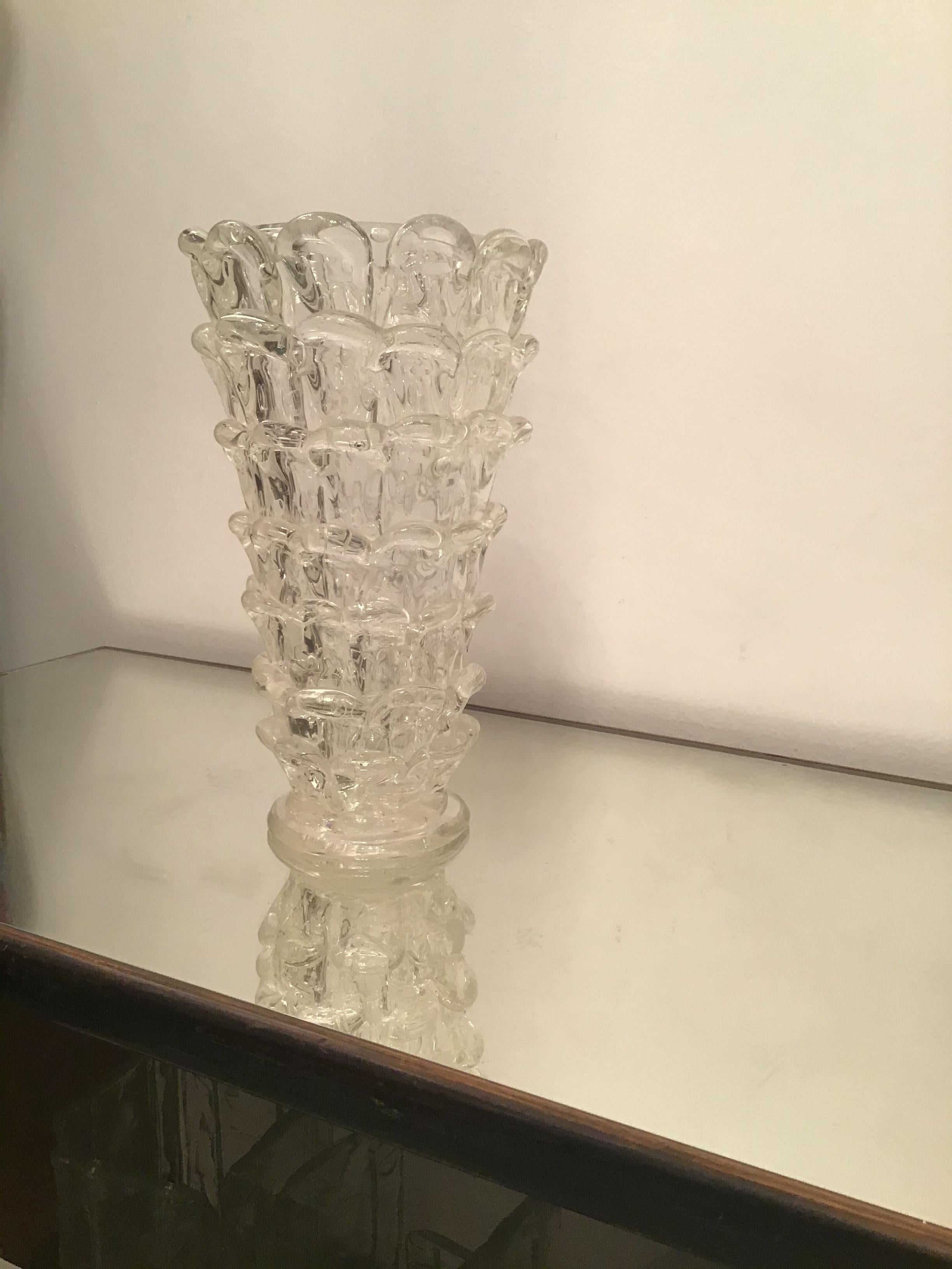 Barovier orecchiette vase en verre de Murano 1940 Italie en vente 13