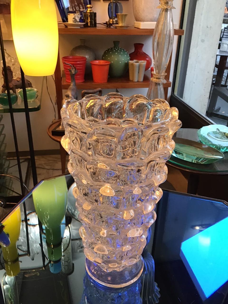 Barovier orecchiette vase en verre de Murano 1940 Italie Excellent état - En vente à Milano, IT