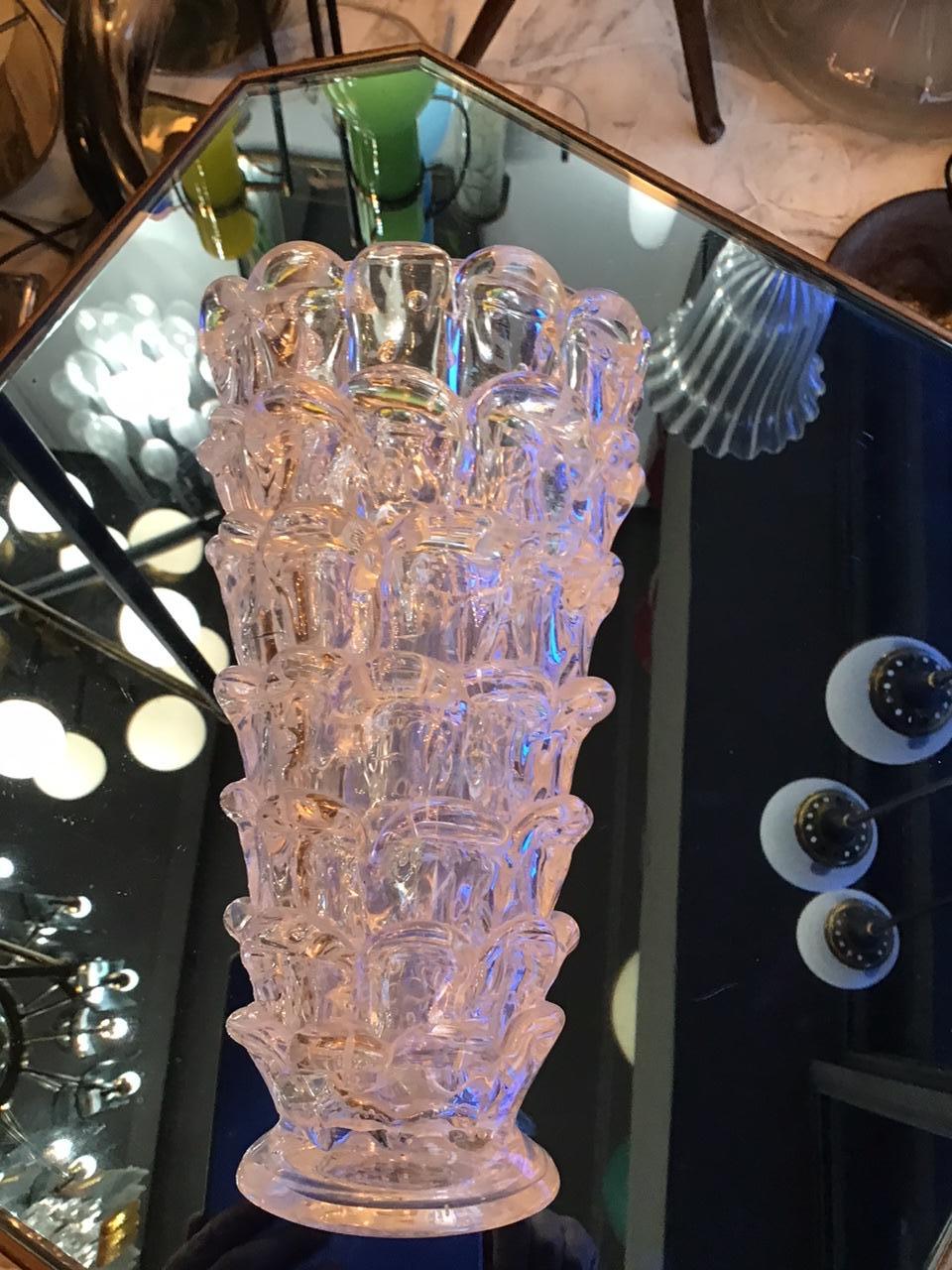 Milieu du XXe siècle Barovier orecchiette vase en verre de Murano 1940 Italie en vente
